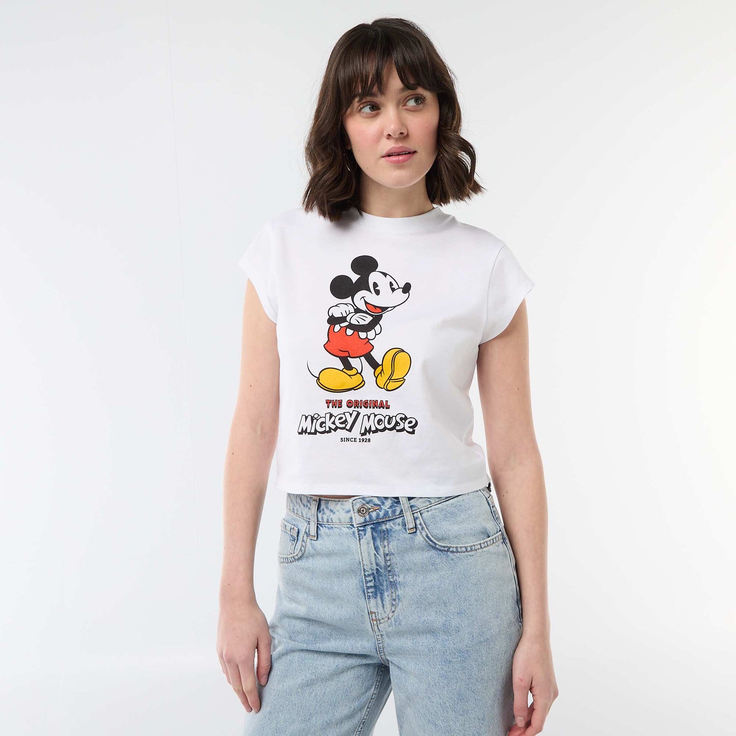 Mickey Mouse Cropped T-shirt WHITE