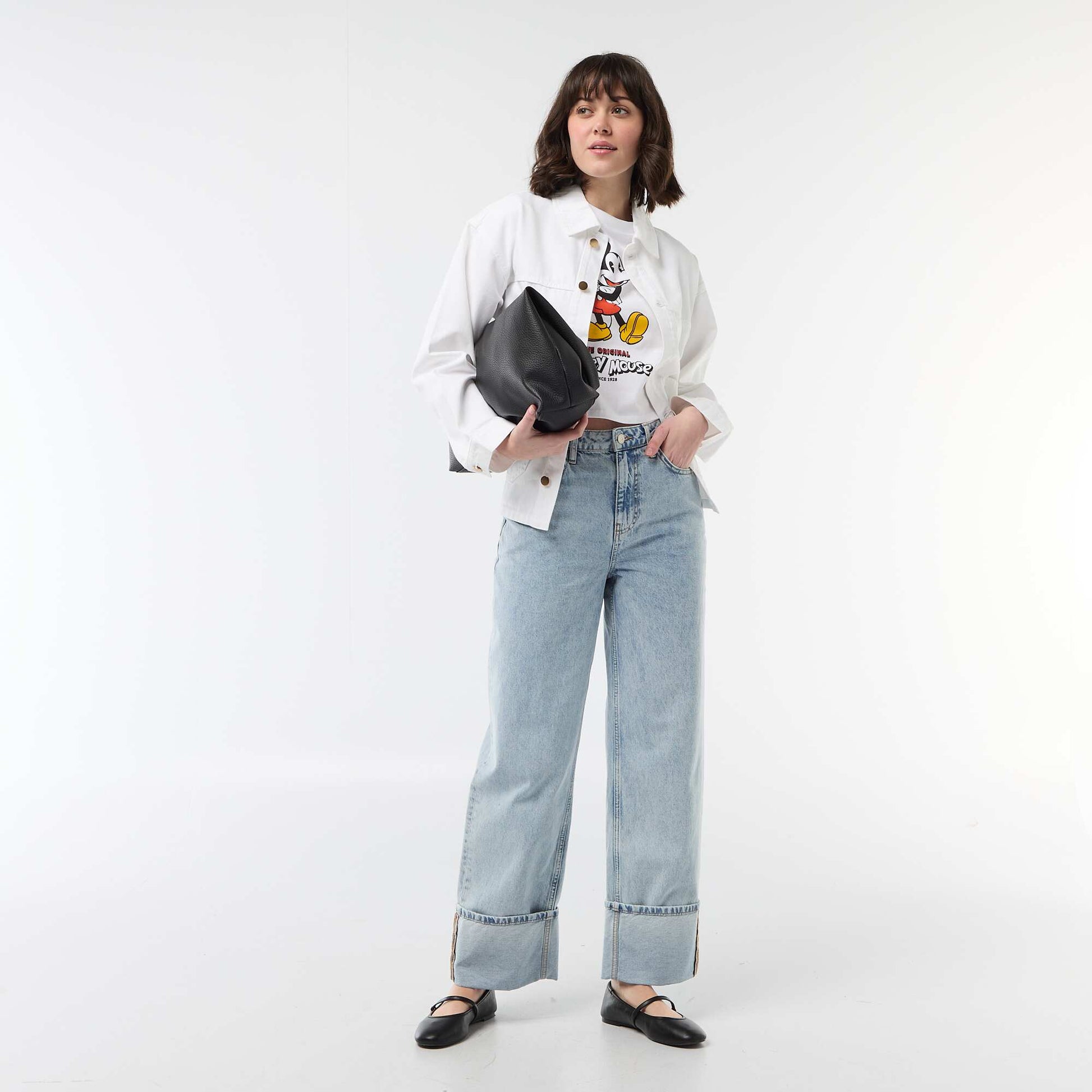 Mickey Mouse Cropped T-shirt WHITE