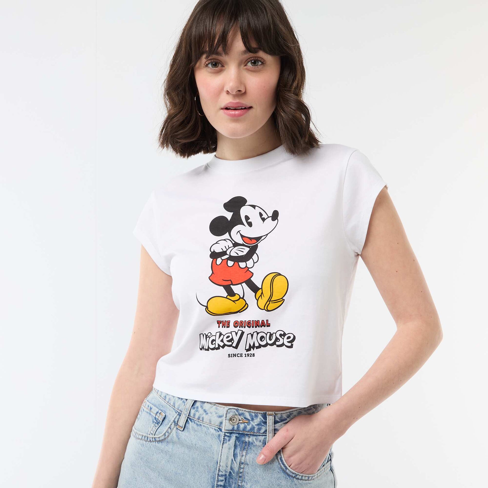 Mickey Mouse Cropped T-shirt WHITE