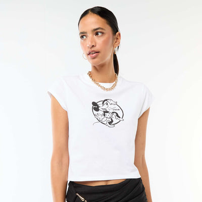 Minnie Mouse Cropped T-shirt - Disney WHITE