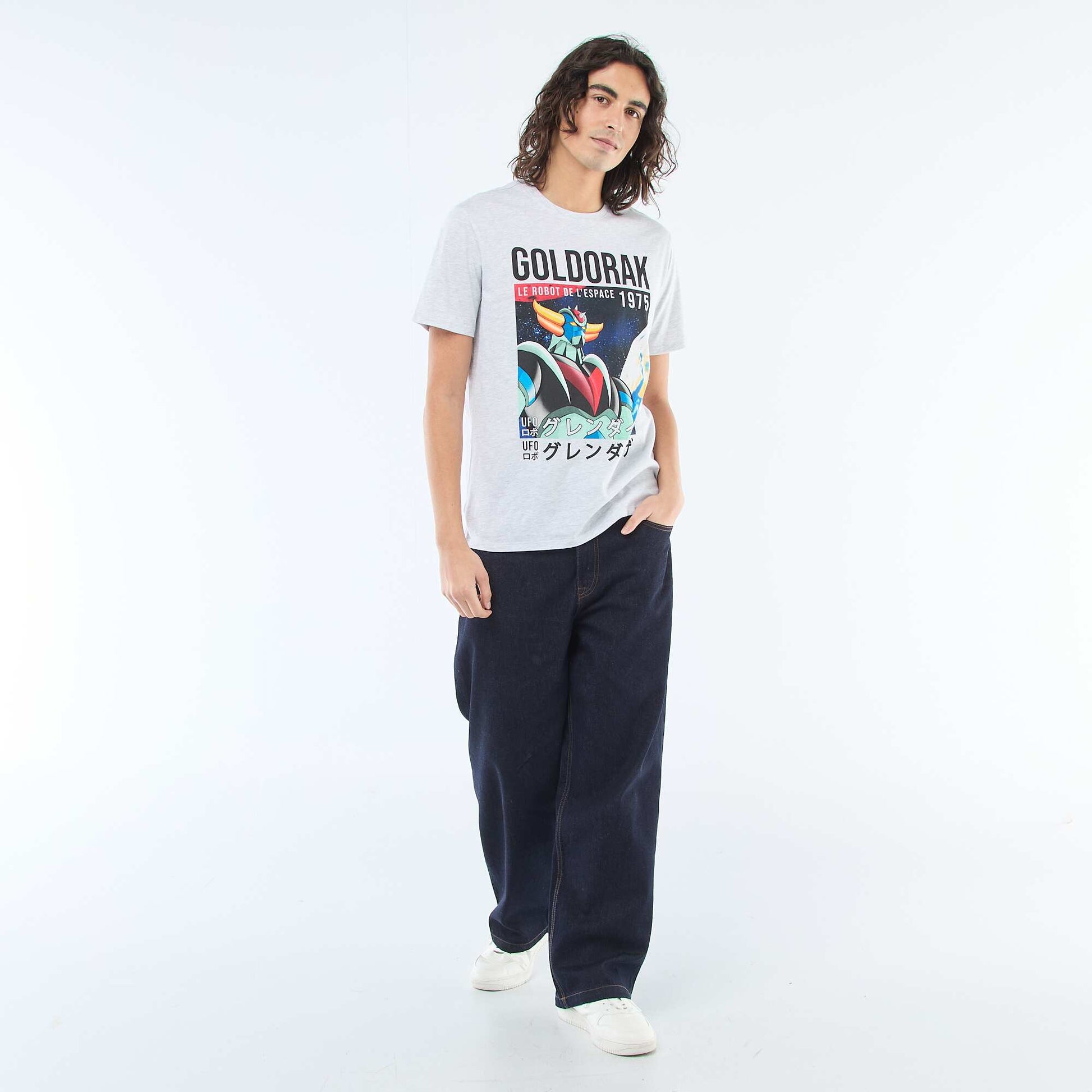 Goldorak Print T-shirt GREY