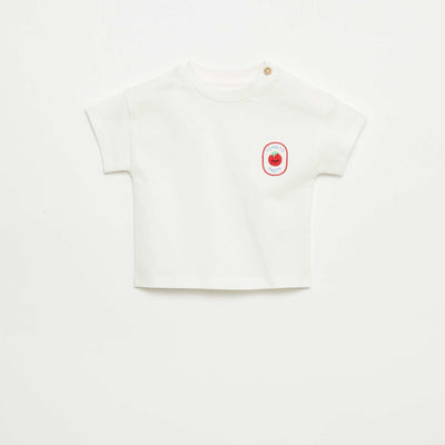 T-shirt with embroidery on chest WHITE