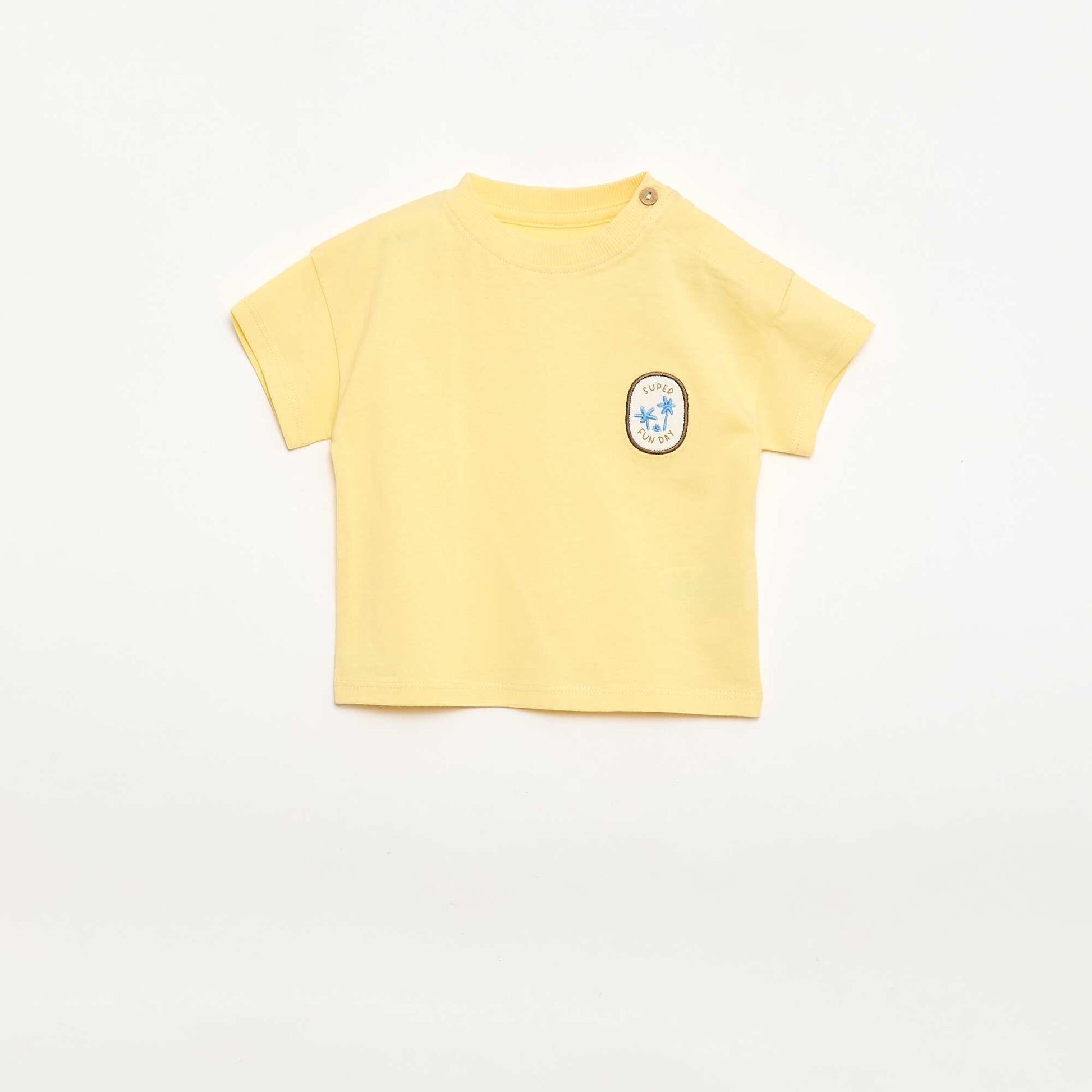 T-shirt with embroidery on chest YELLOW