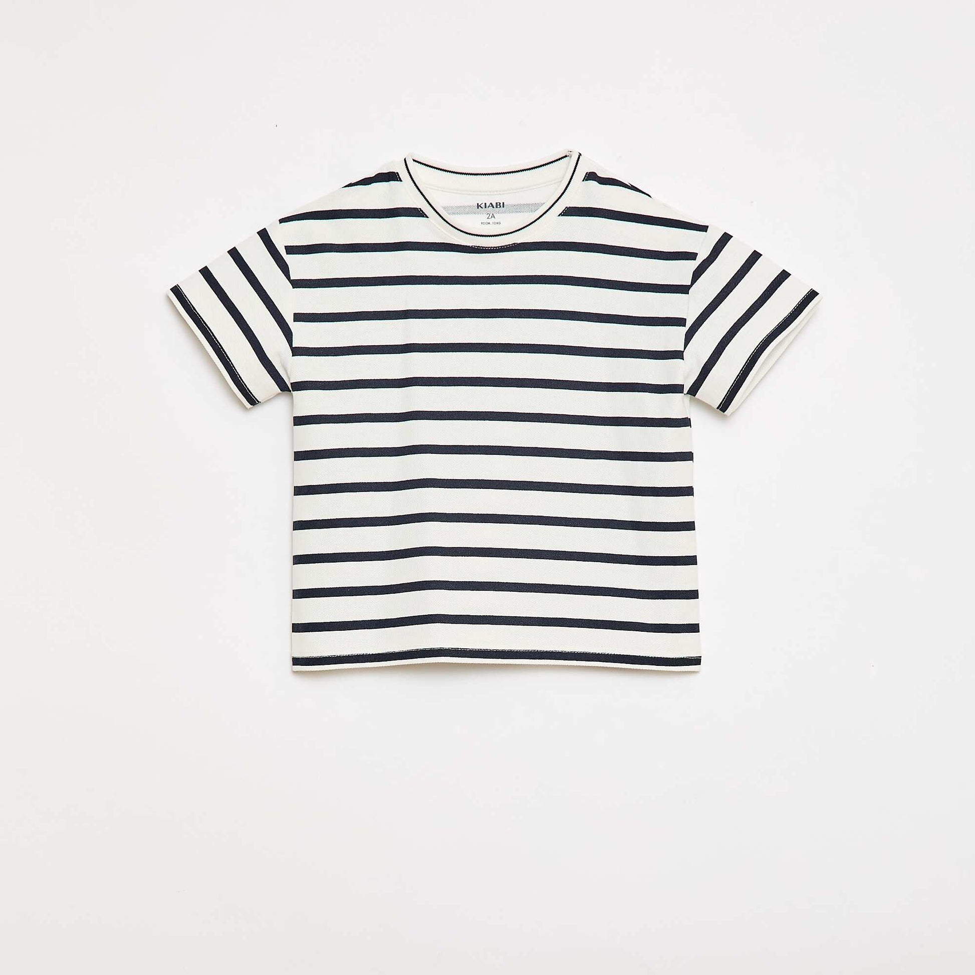 Striped Short-Sleeve Cotton T-shirt WHITE