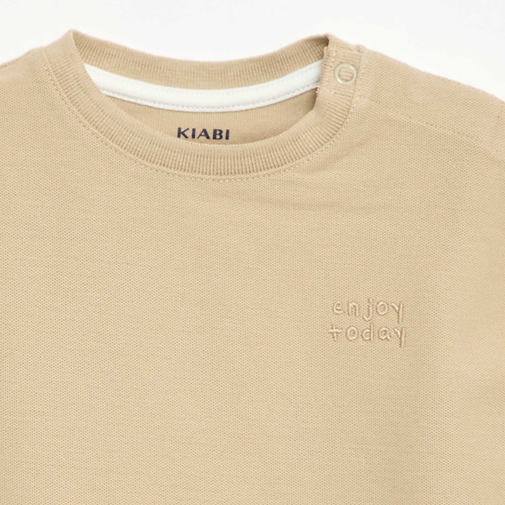 Plain short-sleeved cotton T-shirt BEIGE