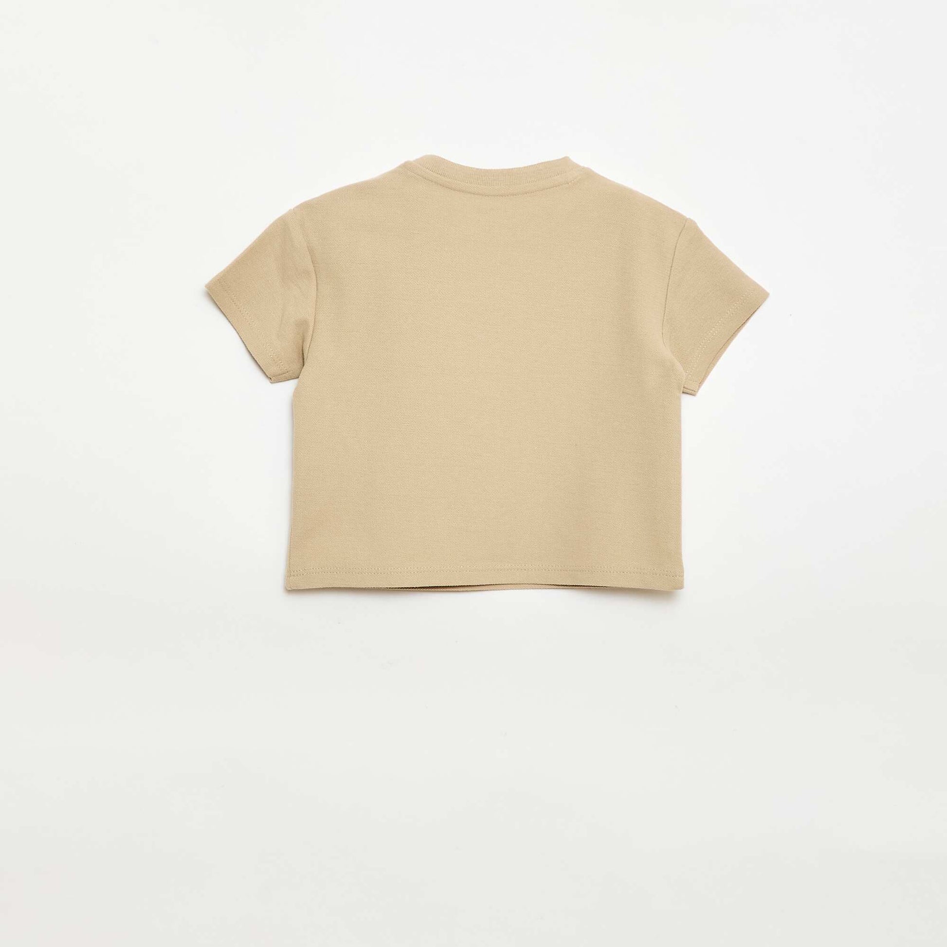 Plain short-sleeved cotton T-shirt BEIGE