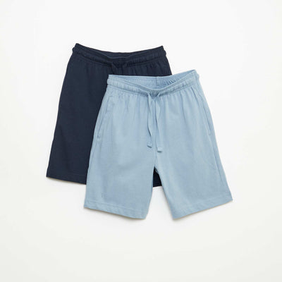 2-Pack of Solid Color Cotton Jersey Shorts BLUE