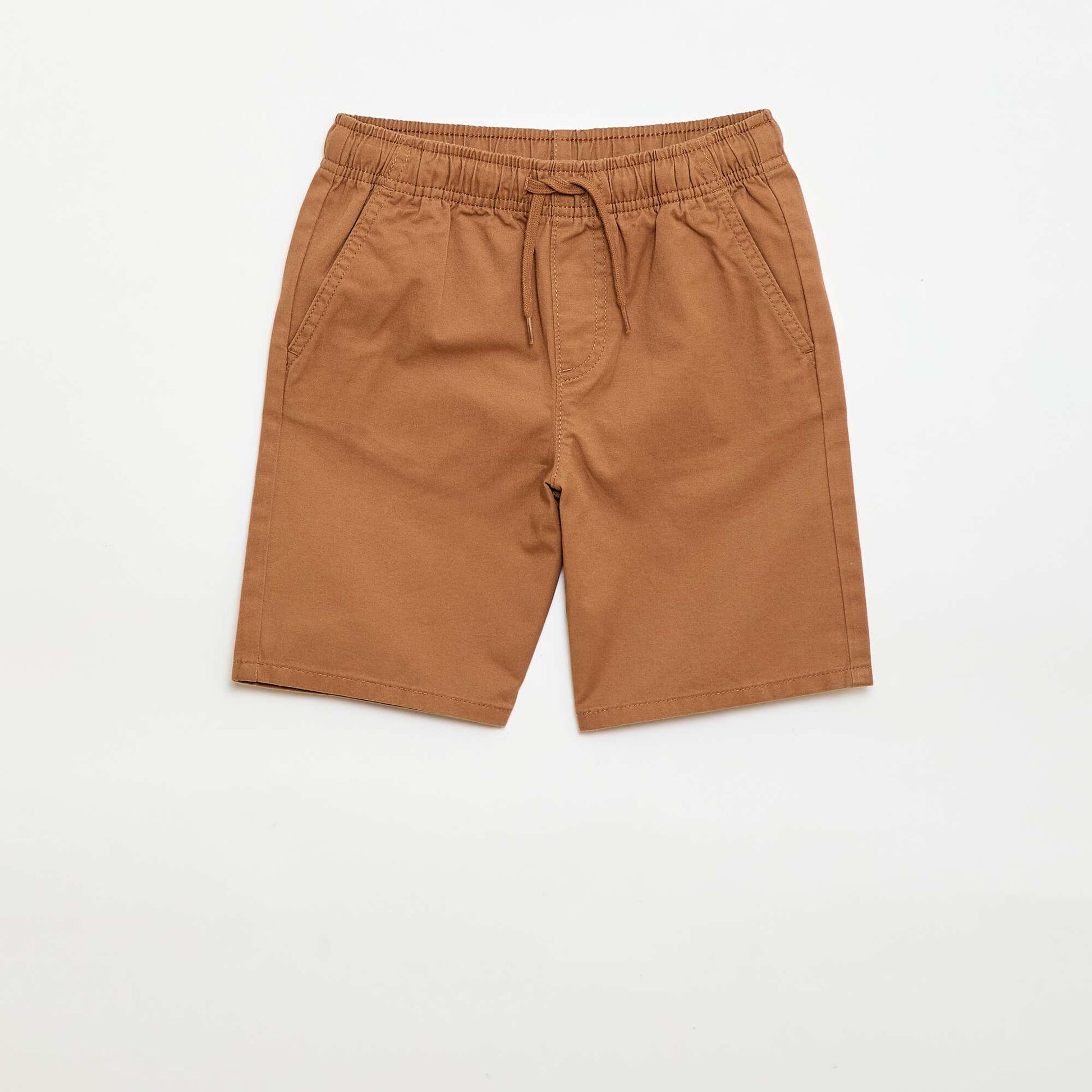 Plain Chino Bermuda Shorts with Drawstrings BEIGE