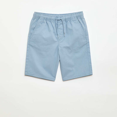 Plain Chino Bermuda Shorts with Drawstrings BLUE