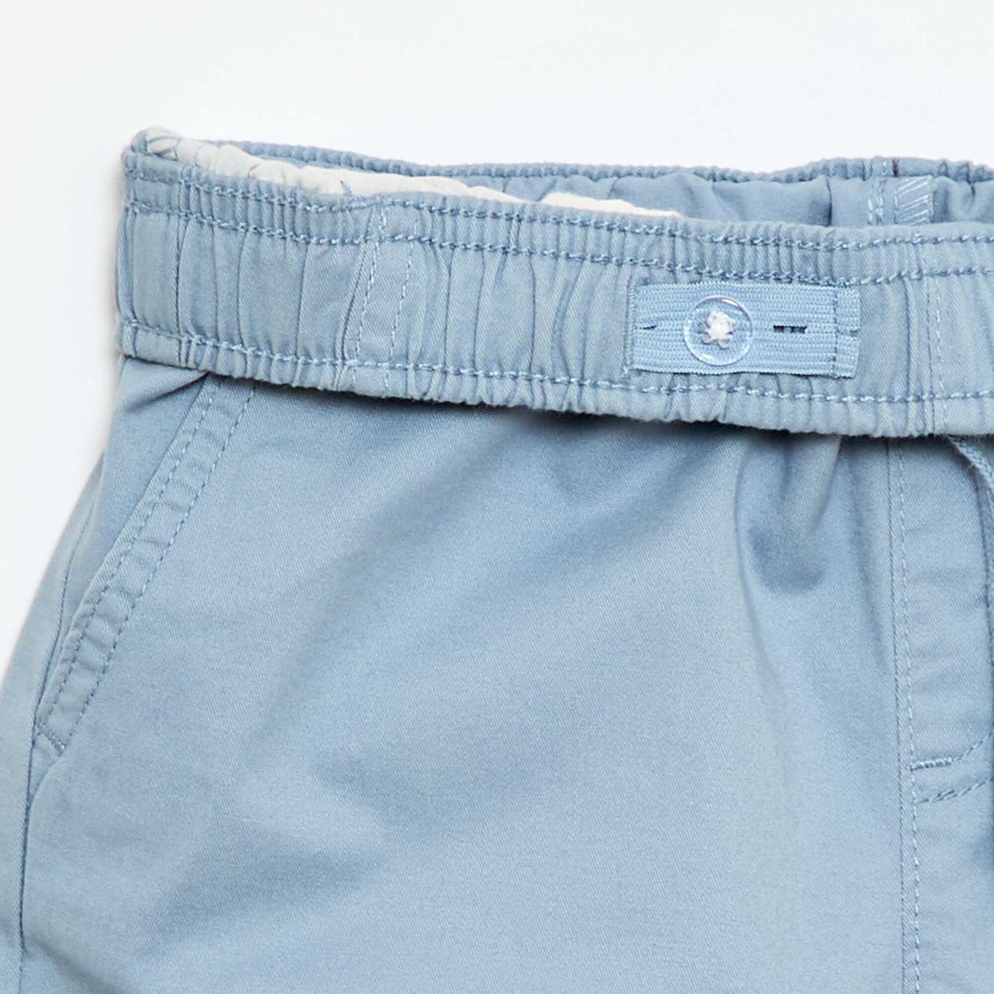 Plain Chino Bermuda Shorts with Drawstrings BLUE