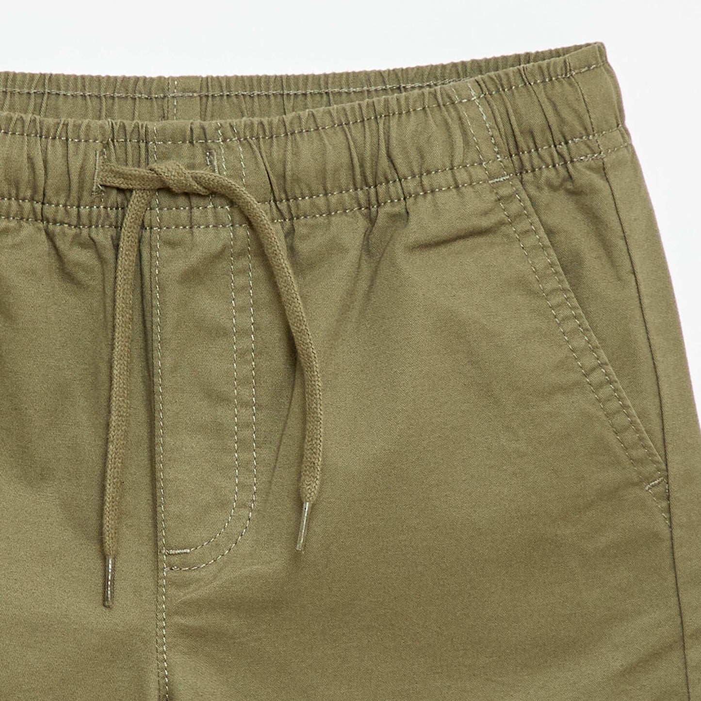 Plain Chino Bermuda Shorts with Drawstrings GREEN