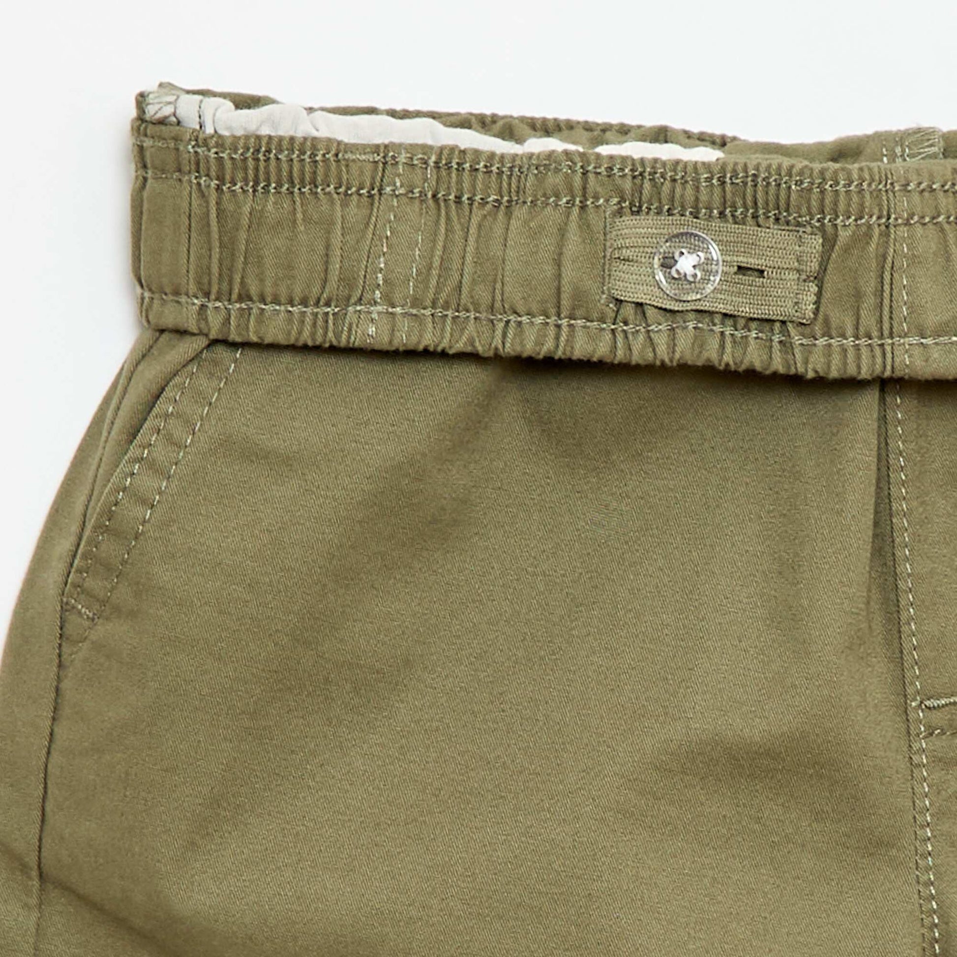 Plain Chino Bermuda Shorts with Drawstrings GREEN