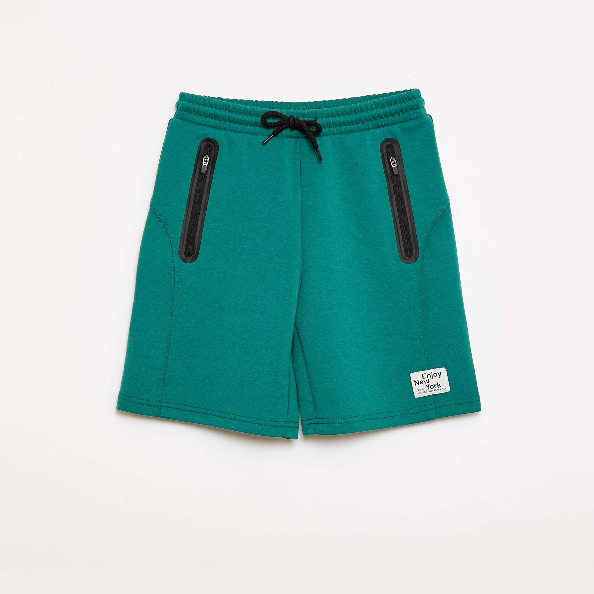 Fleece Bermuda Shorts with Zip Pockets BEIGE