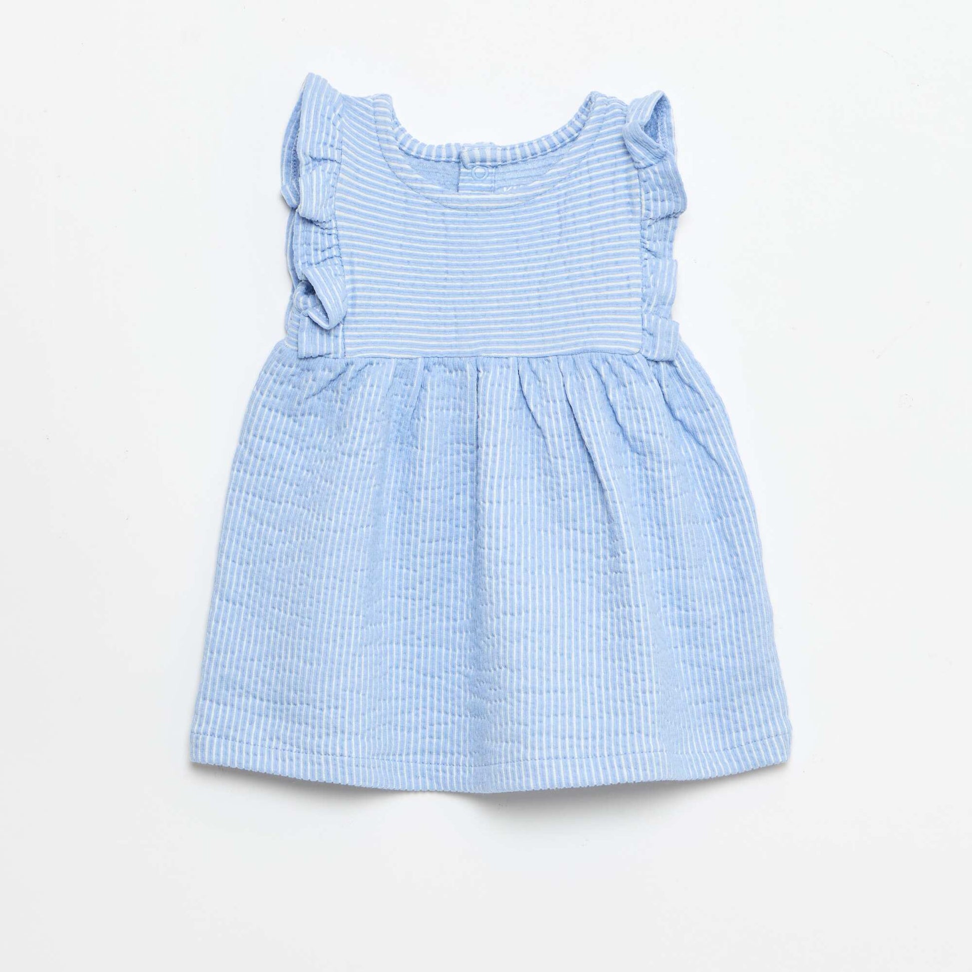 Ribbed short-sleeved dress BLUE