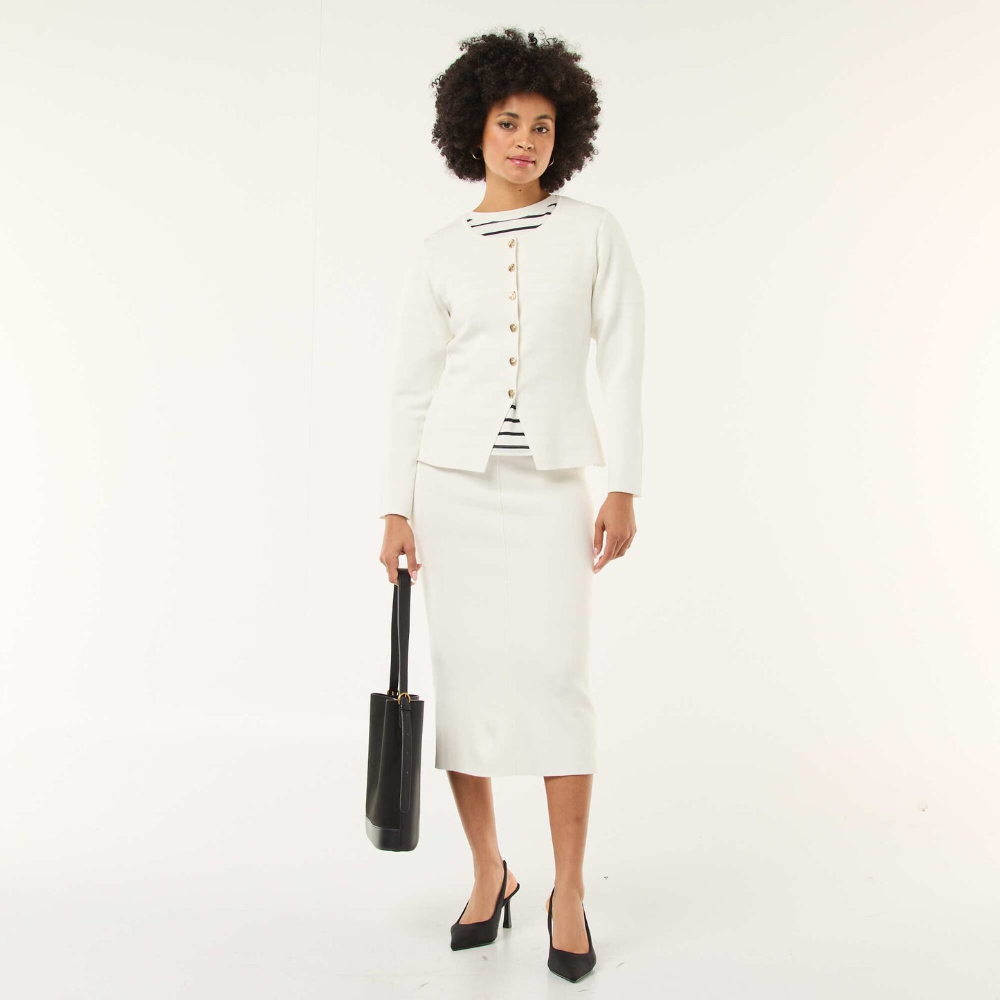 Solid Ottoman Knit Skirt WHITE