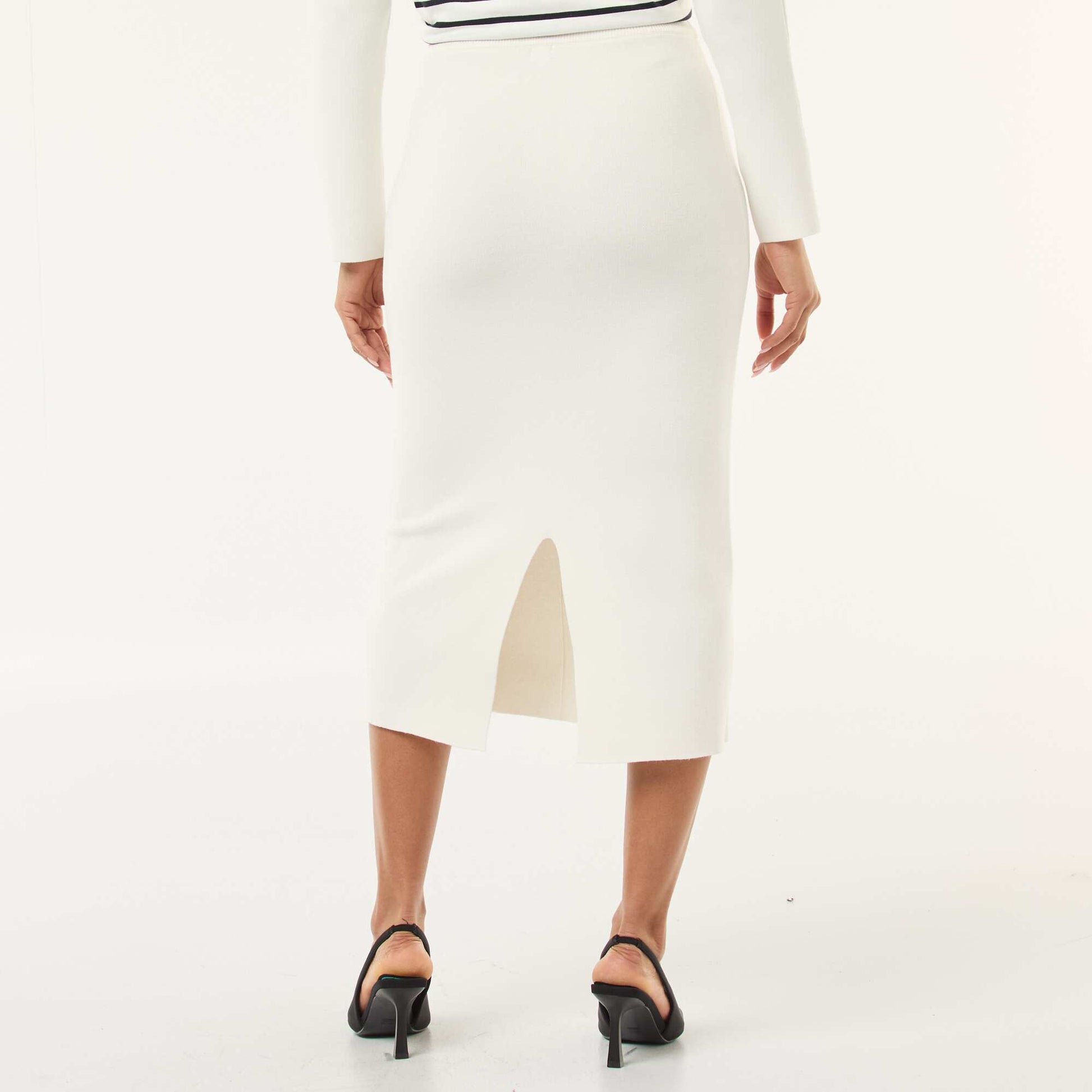 Solid Ottoman Knit Skirt WHITE