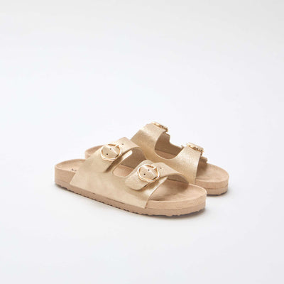 Gold Flower Buckle Sandals YELLOW
