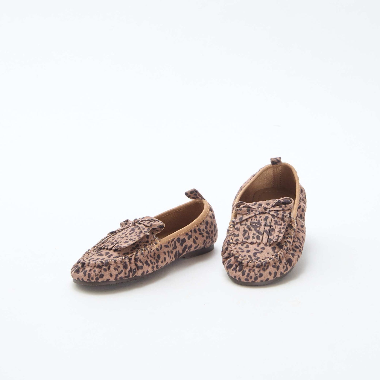 Leopard Print Suedette Moccasins BROWN