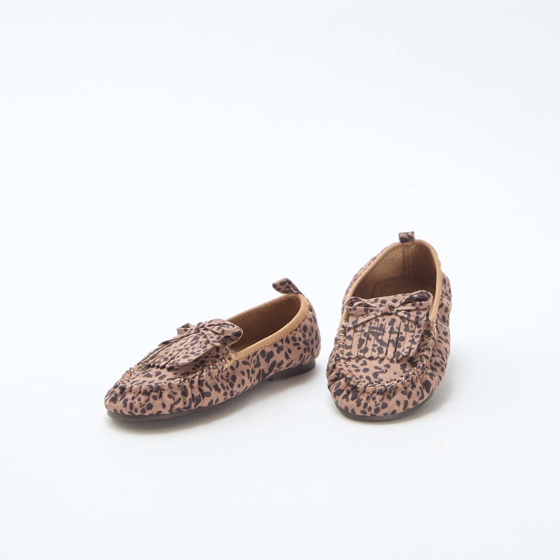 Leopard Print Suedette Moccasins BROWN