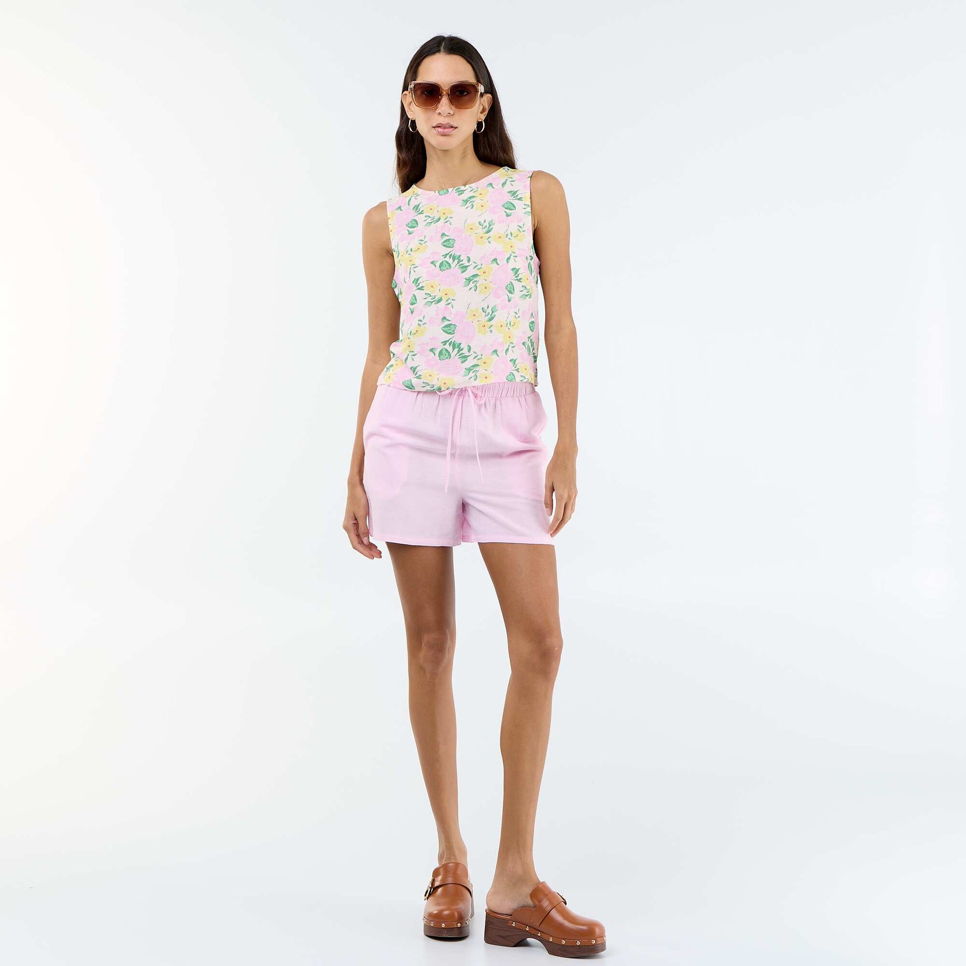Linen blend shorts PINK