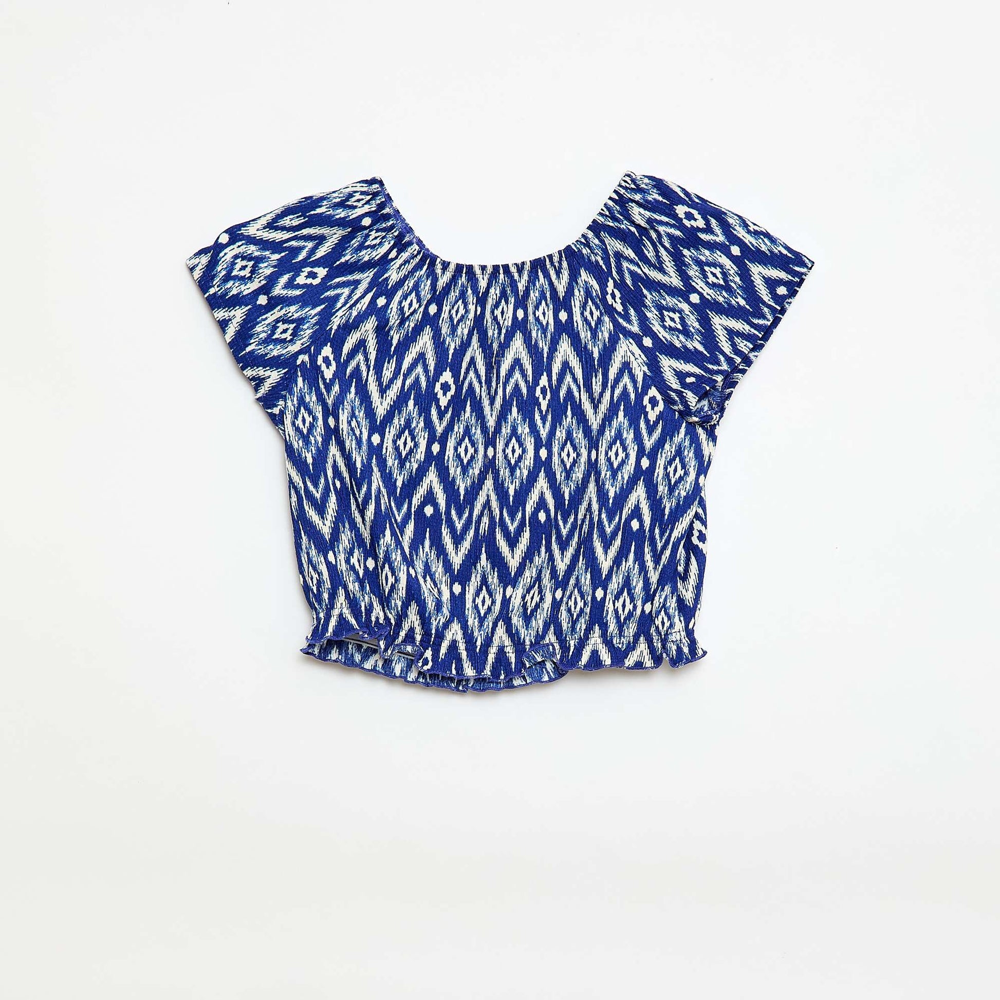Stretch knit T-shirt BLUE
