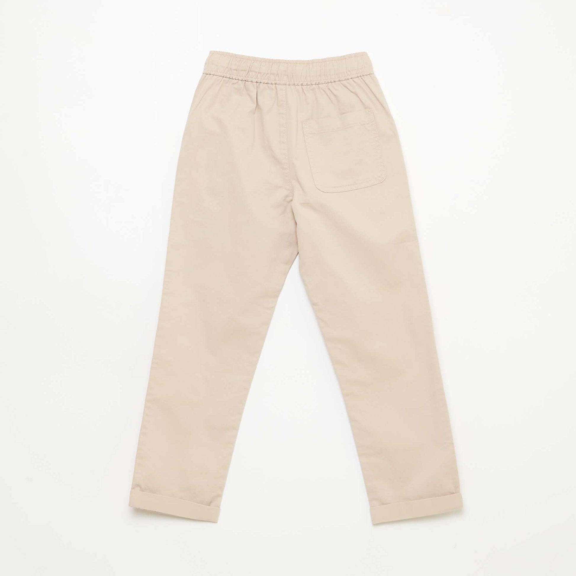 Plain Joggers with Cuffed Hems BEIGE