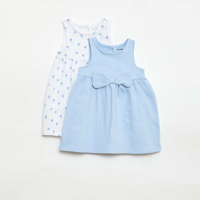 Pack of 2 Dresses with Fancy Bow WHITE