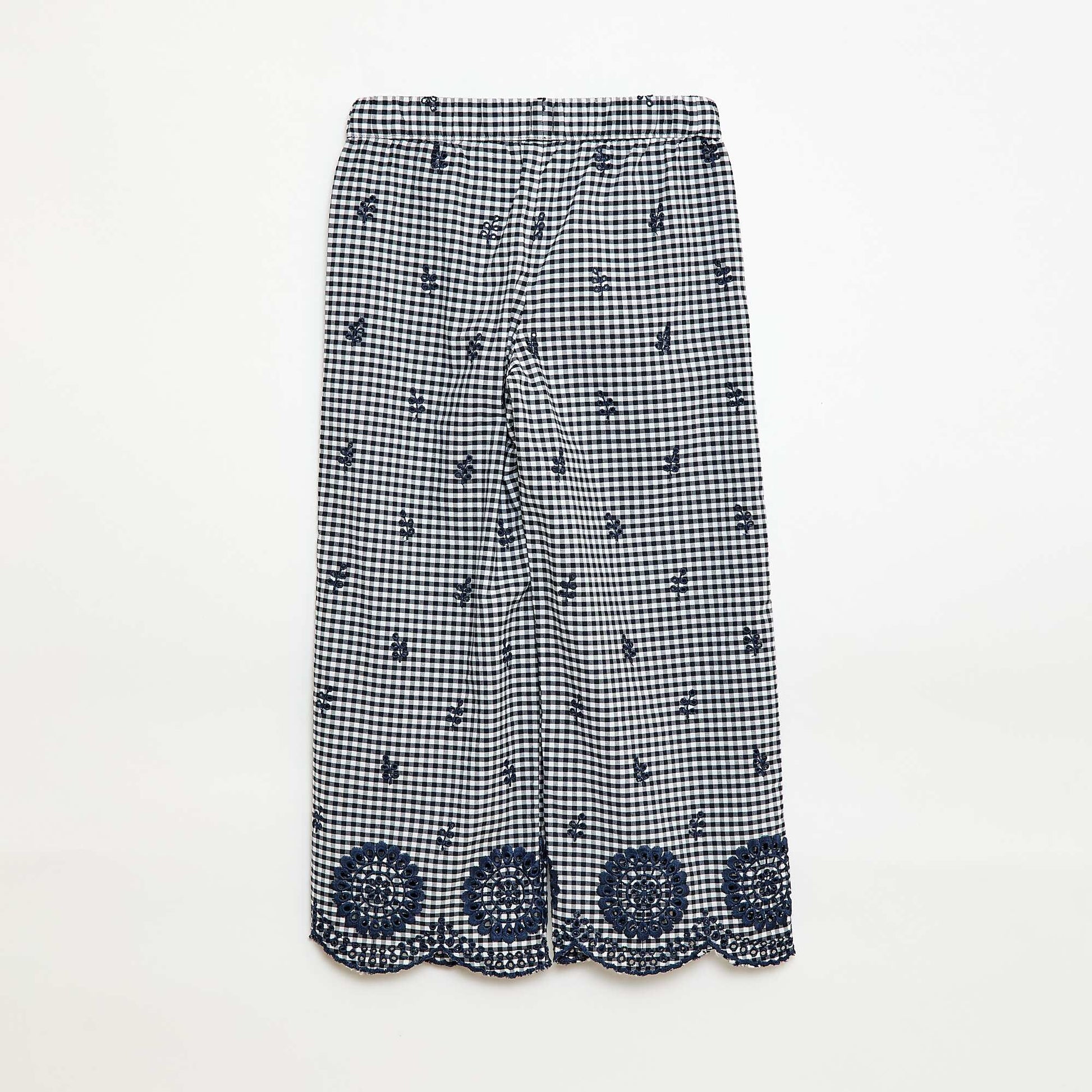 Gingham Cotton Trousers BLUE