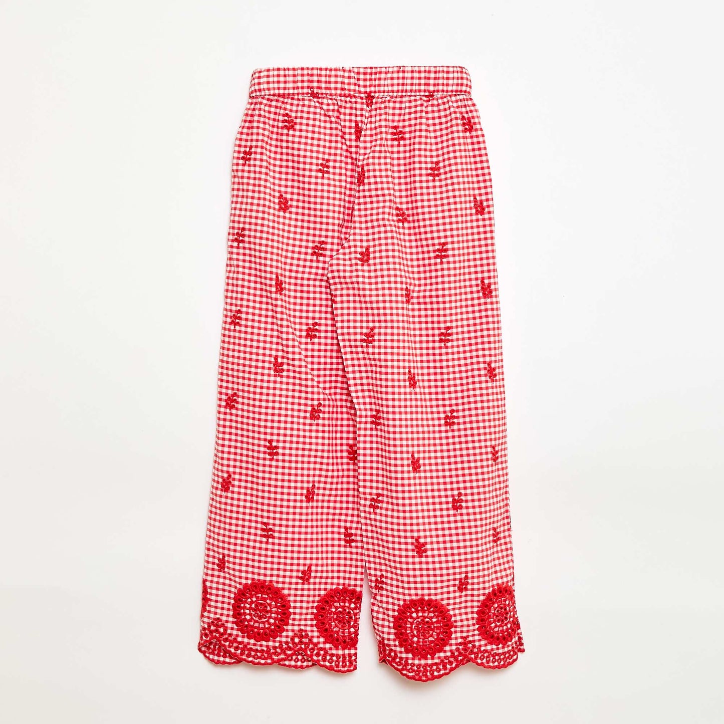 Gingham Cotton Trousers RED