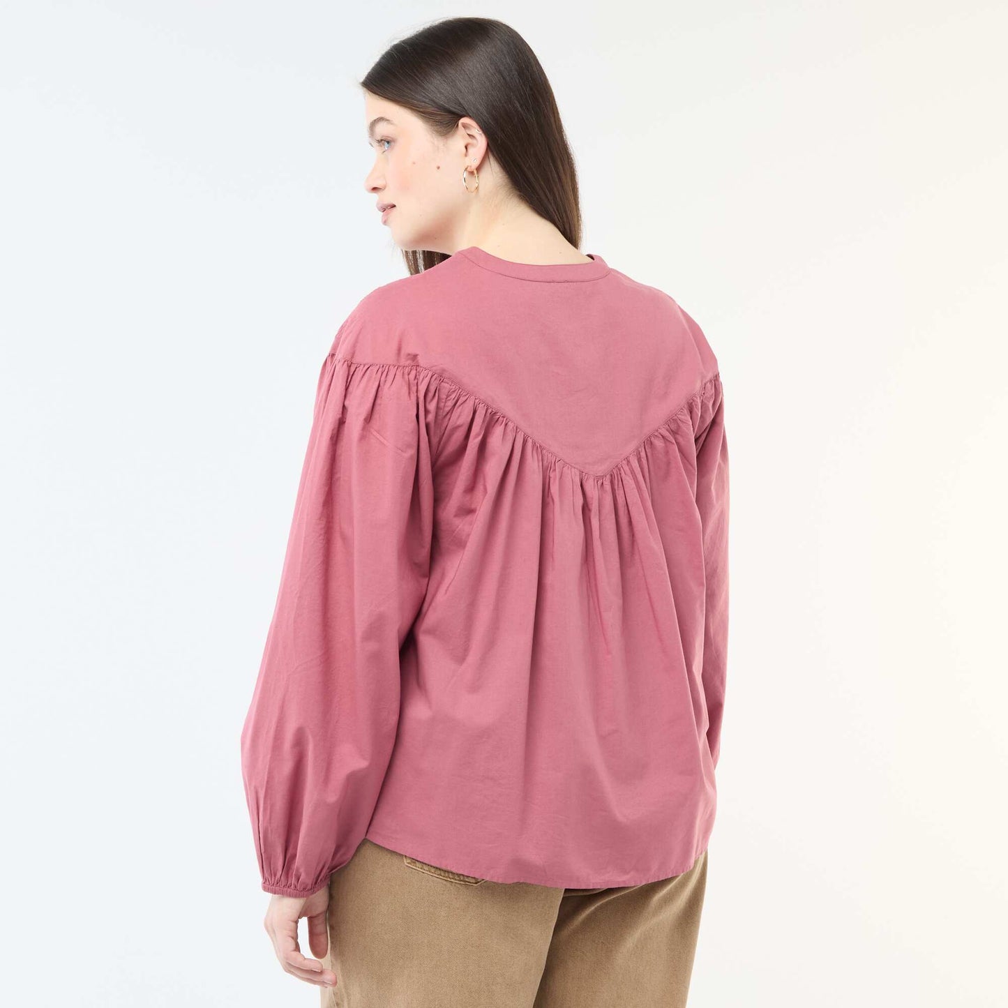 Long-Sleeved Blouse with Embroidery RED