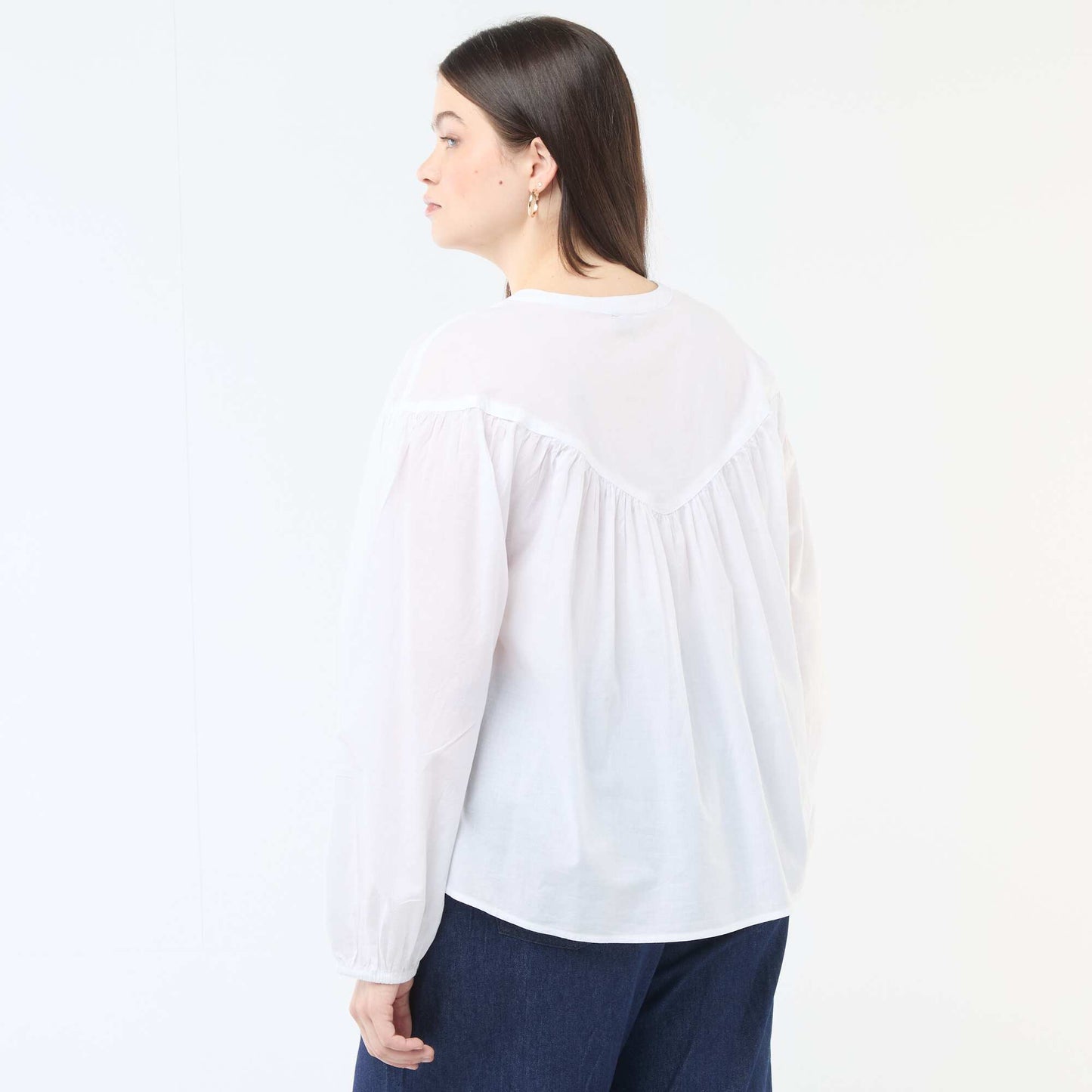 Long-Sleeved Blouse with Embroidery WHITE