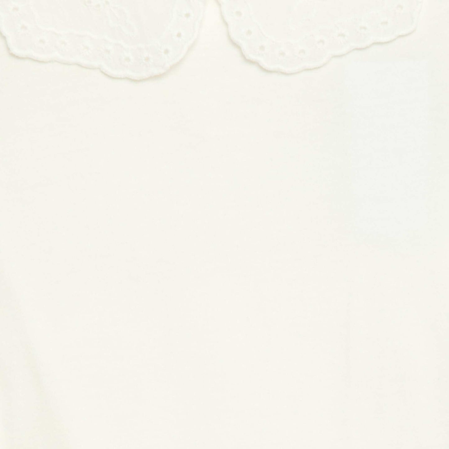 Jersey T-shirt with Round Neck and Broderie Anglaise WHITE