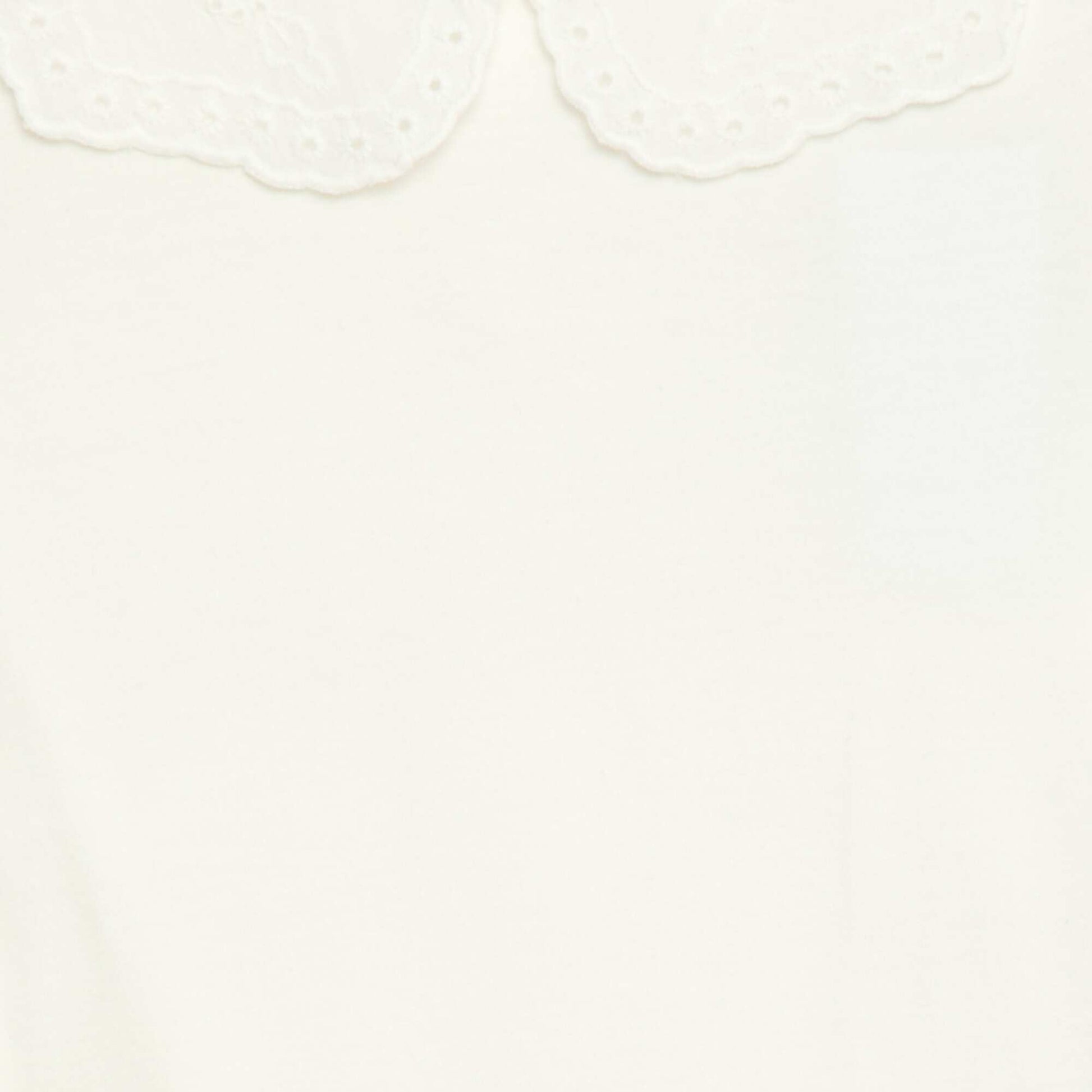 Jersey T-shirt with Round Neck and Broderie Anglaise WHITE