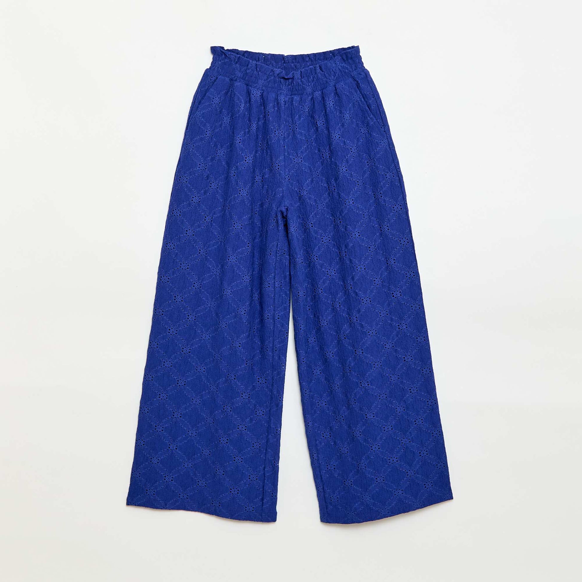 Wide-leg Broderie Anglaise Trousers BLUE