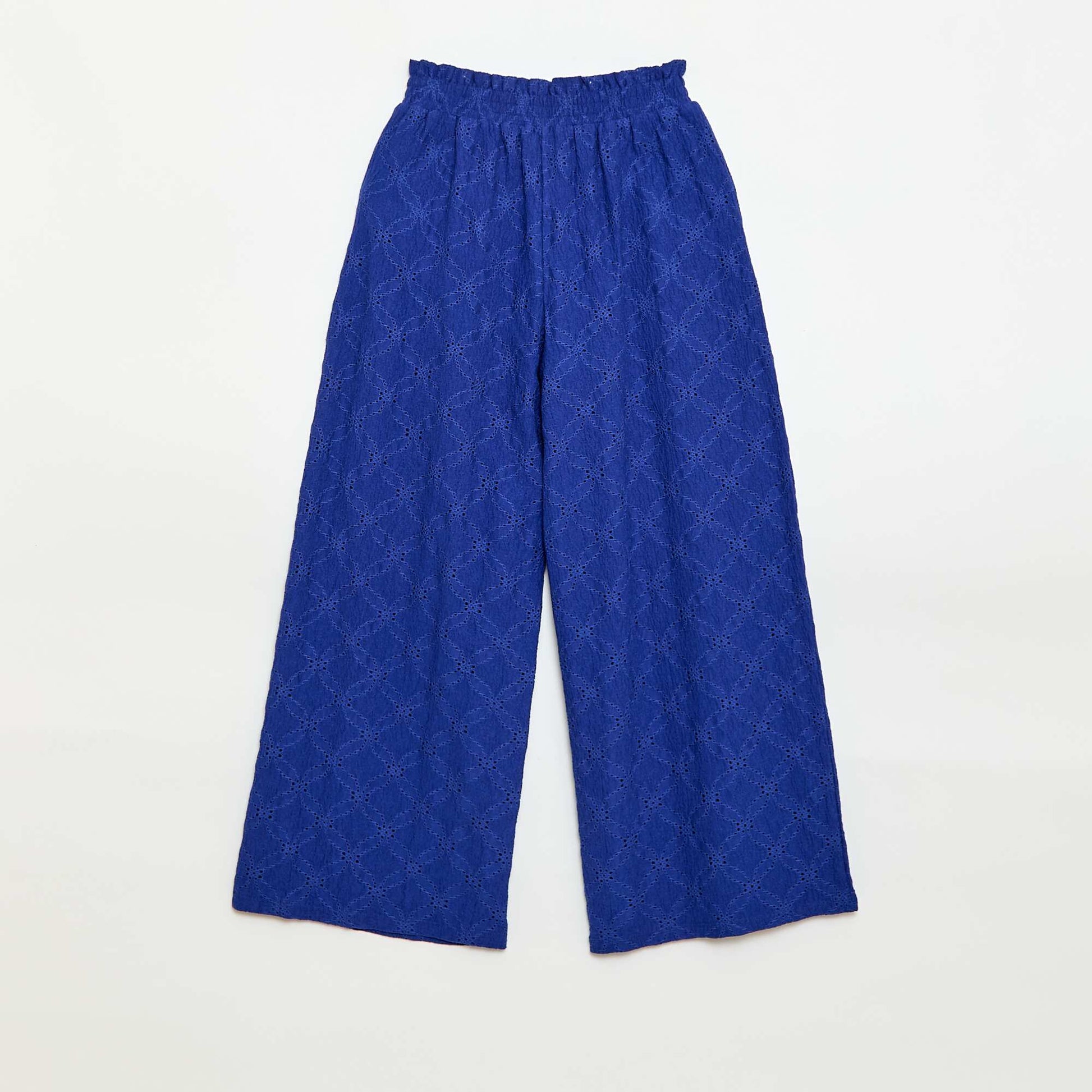 Wide-leg Broderie Anglaise Trousers BLUE