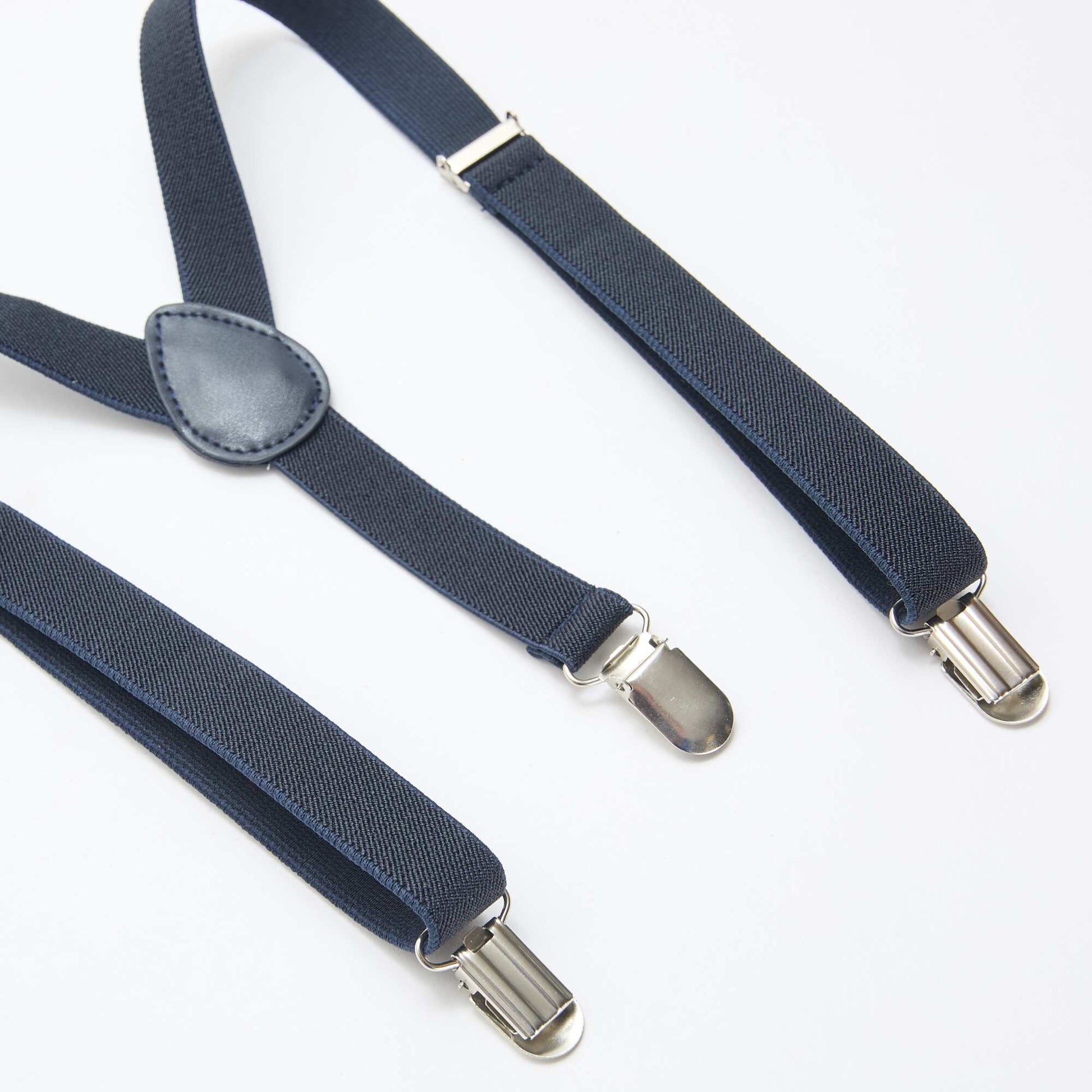 Solid Elastic Suspenders BLUE