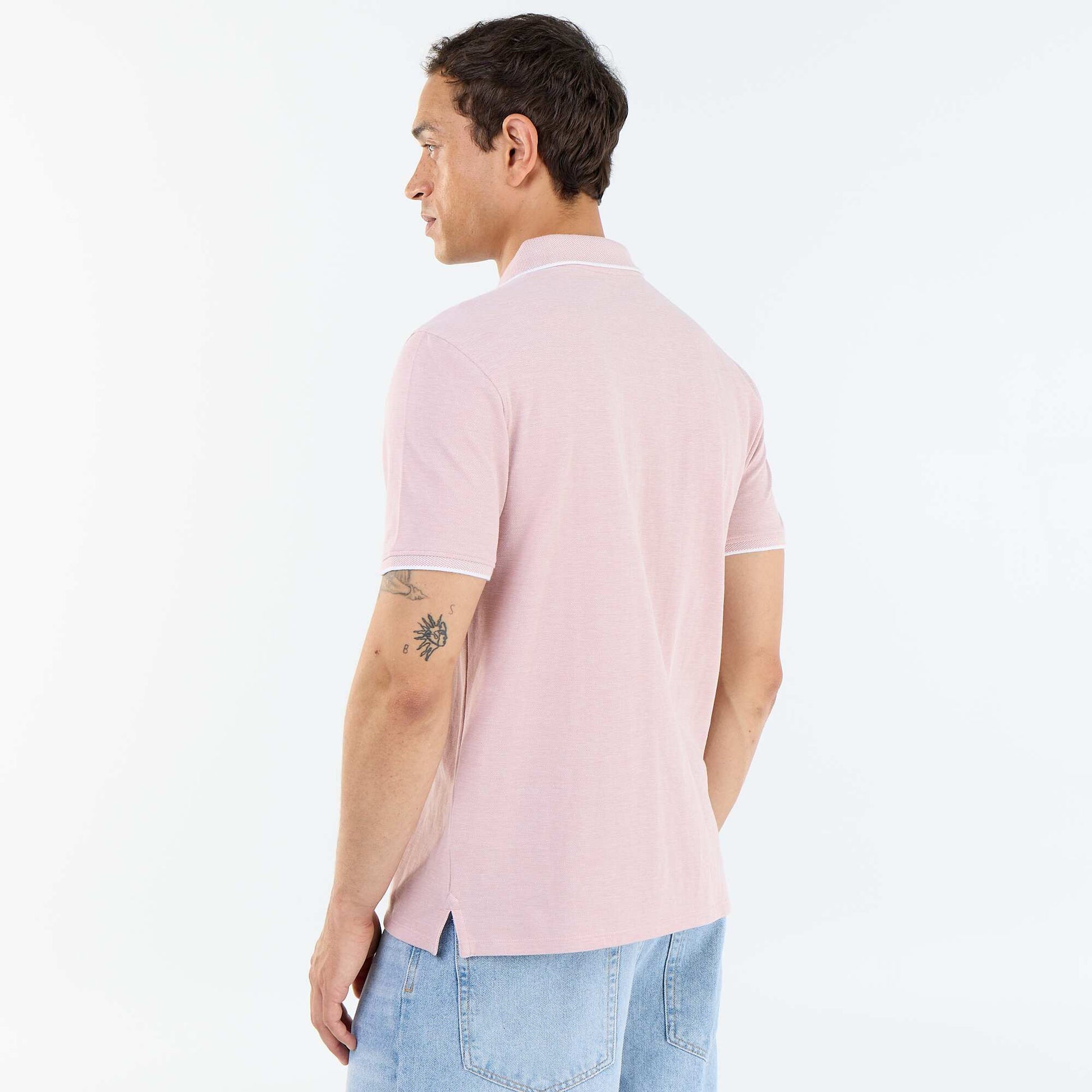Polo Shirt with Chest Embroidery PINK