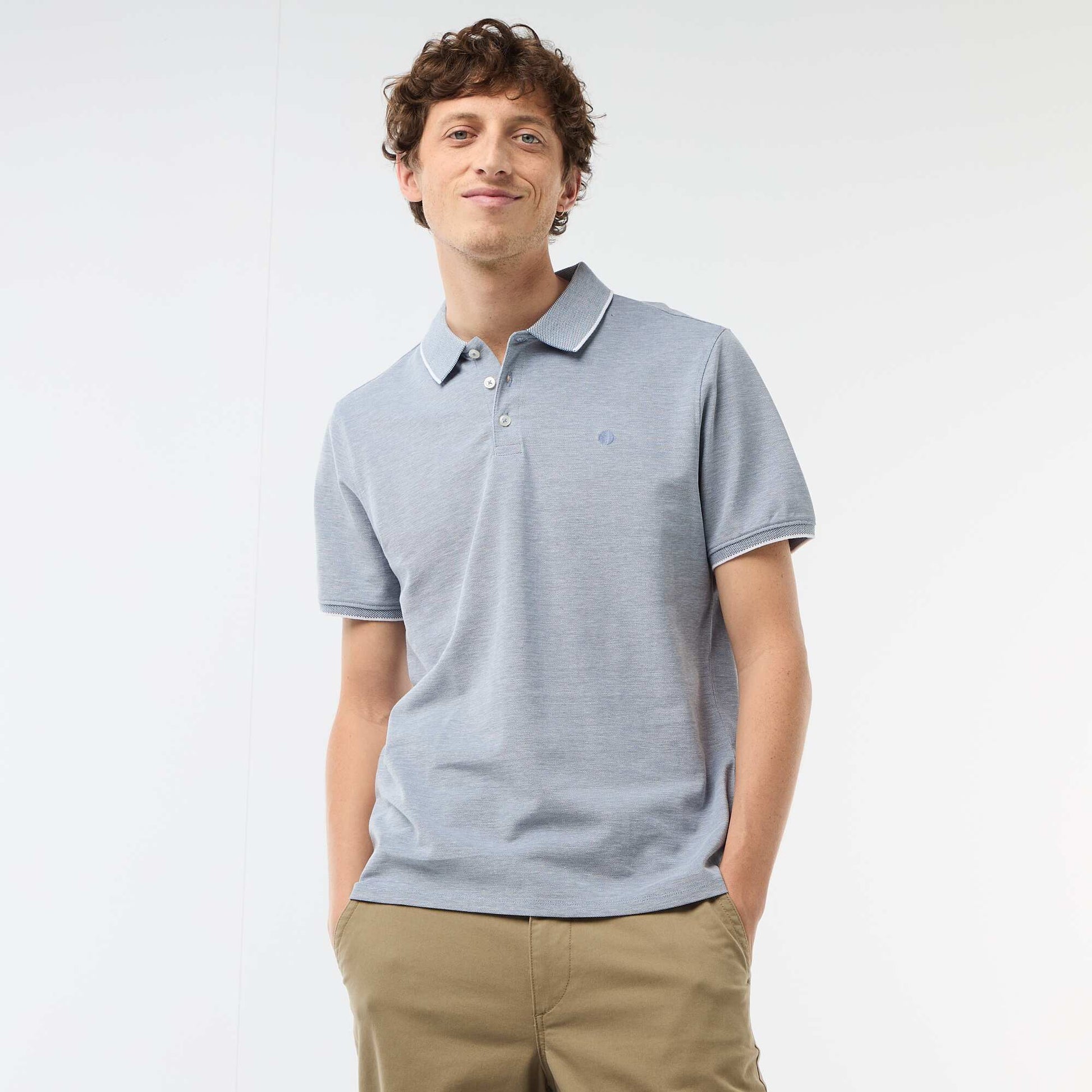 Polo Shirt with Chest Embroidery BLUE