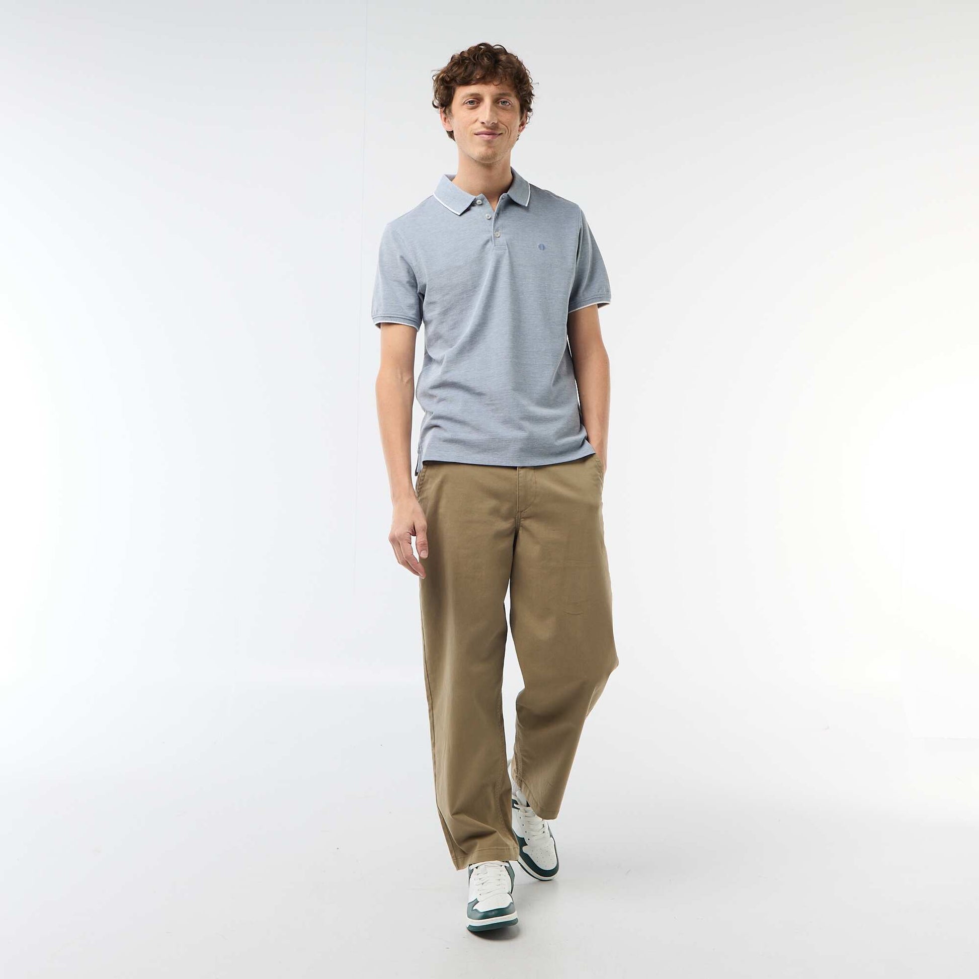 Polo Shirt with Chest Embroidery BLUE