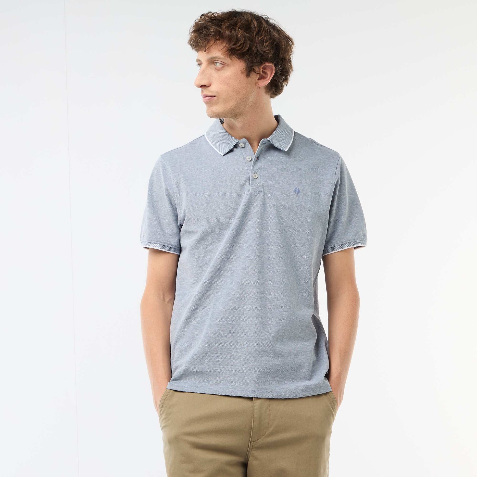 Polo Shirt with Chest Embroidery BLUE