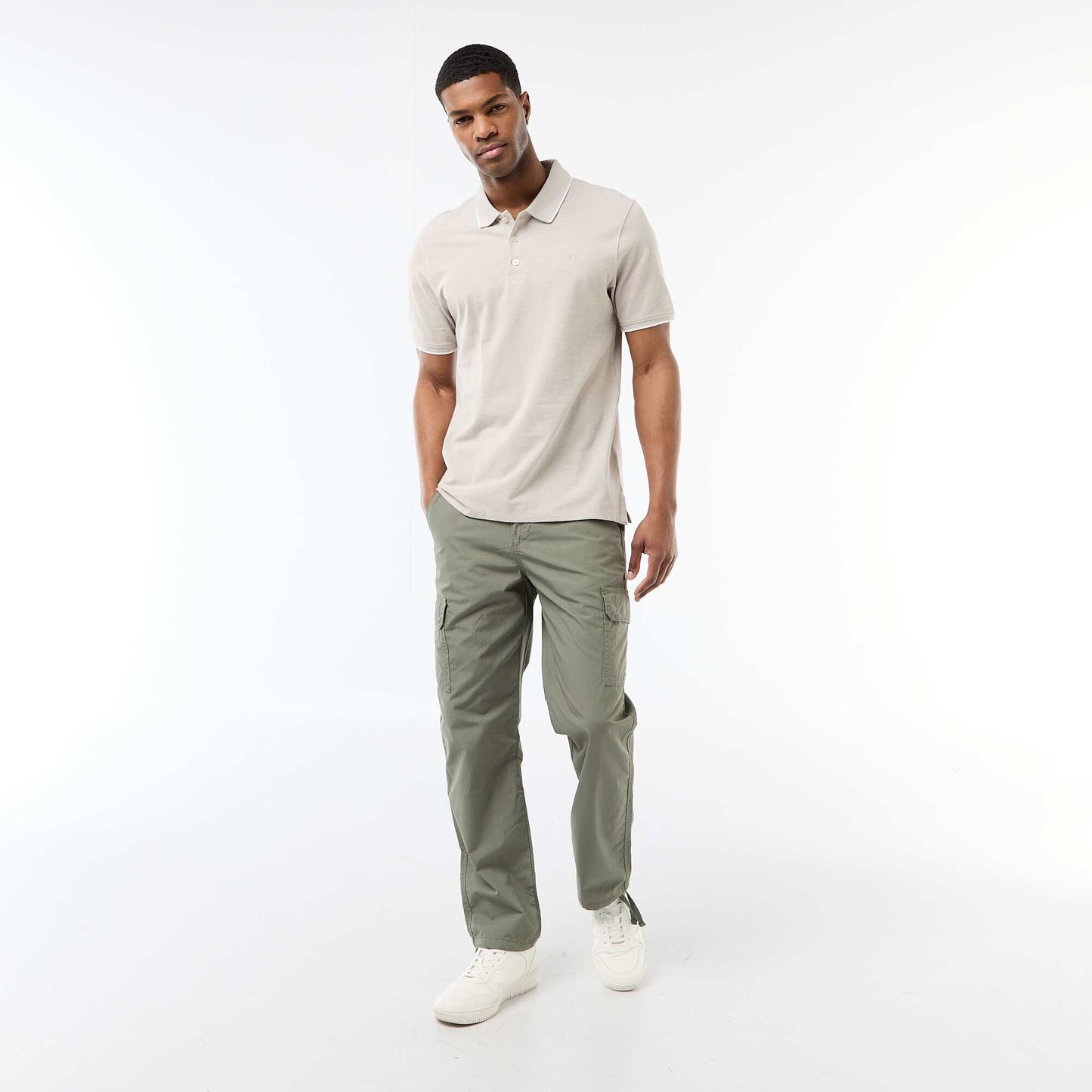 Polo Shirt with Chest Embroidery KHAKI