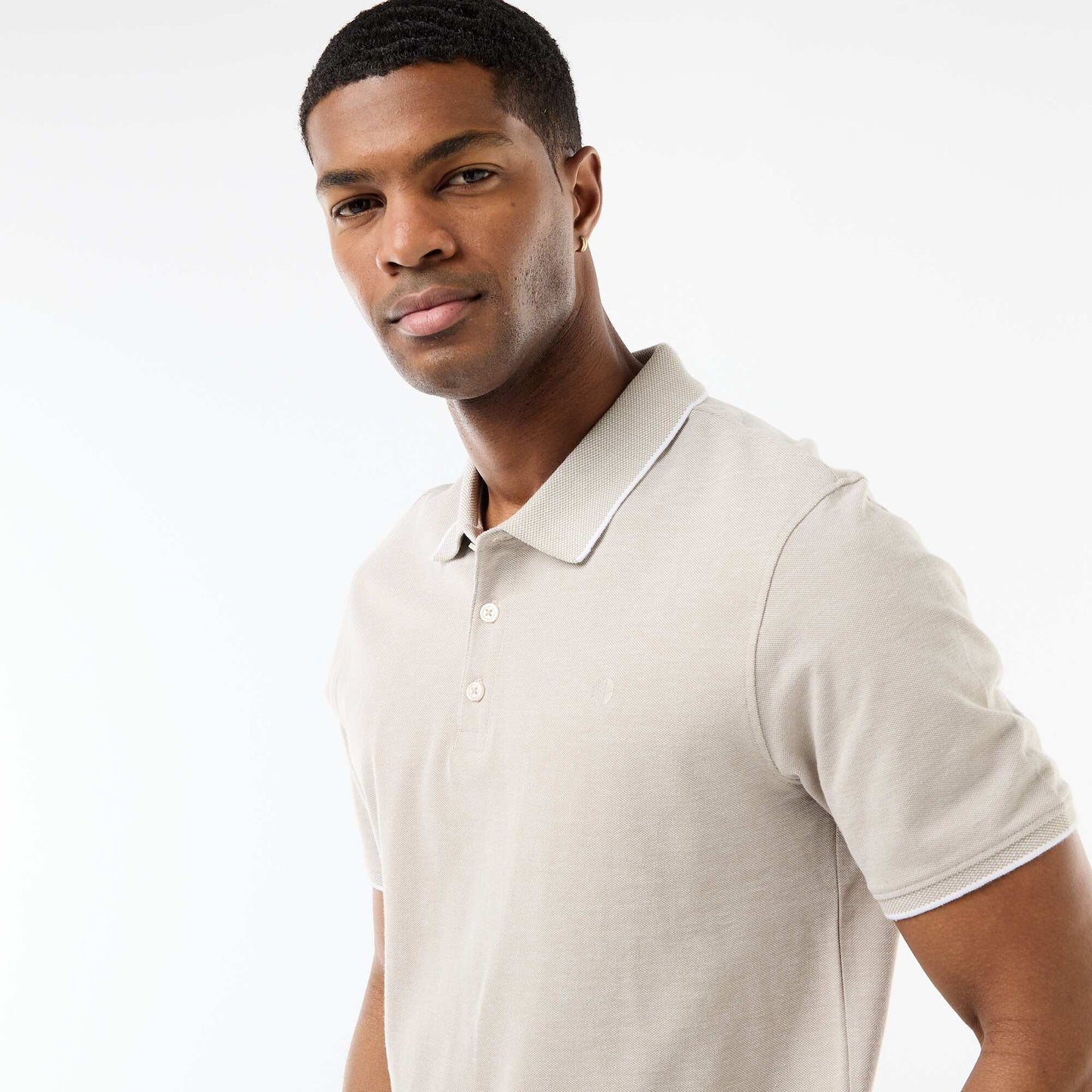 Polo Shirt with Chest Embroidery KHAKI