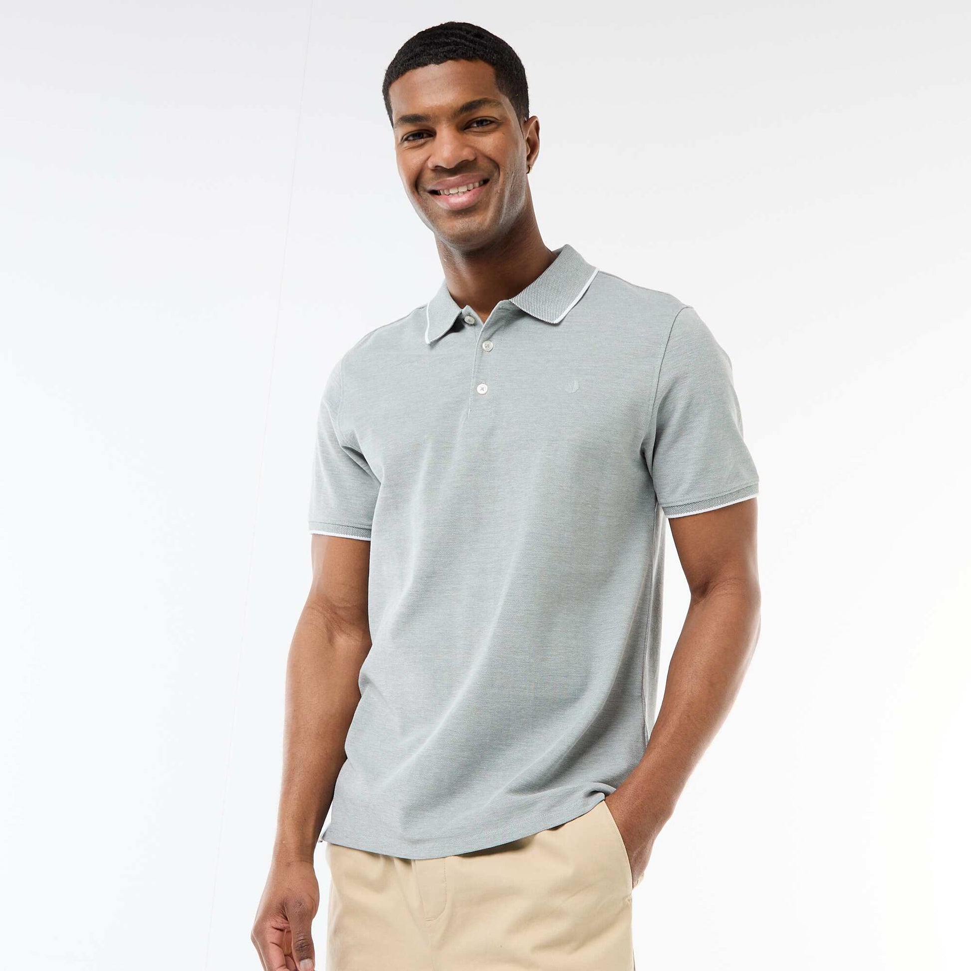 Polo Shirt with Chest Embroidery GREEN