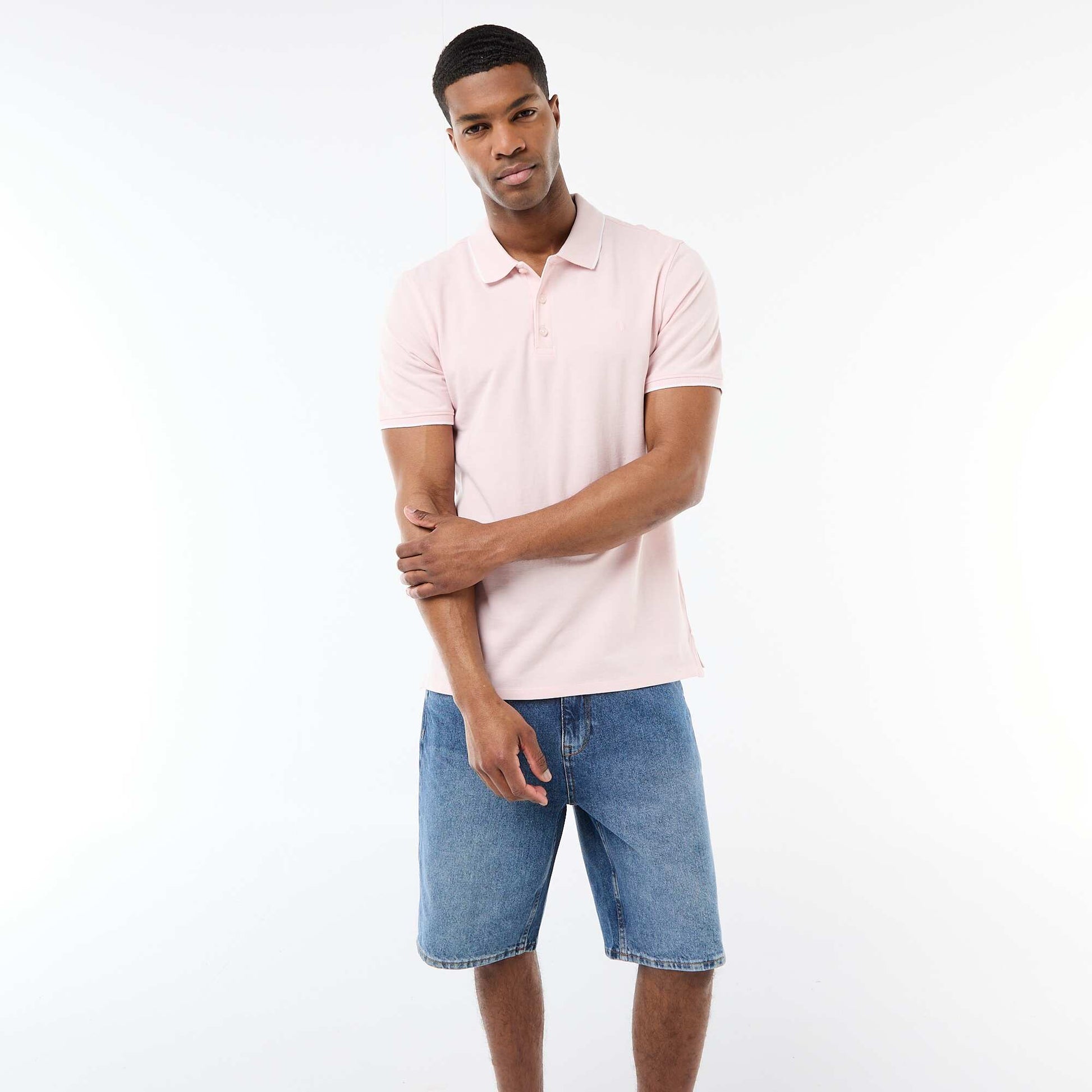 Polo Shirt with Chest Embroidery PINK