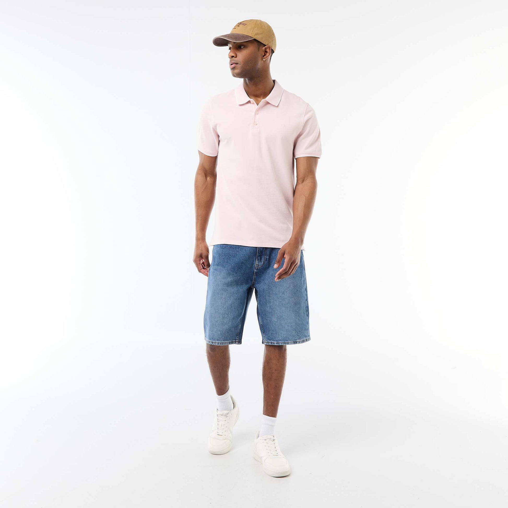 Polo Shirt with Chest Embroidery PINK