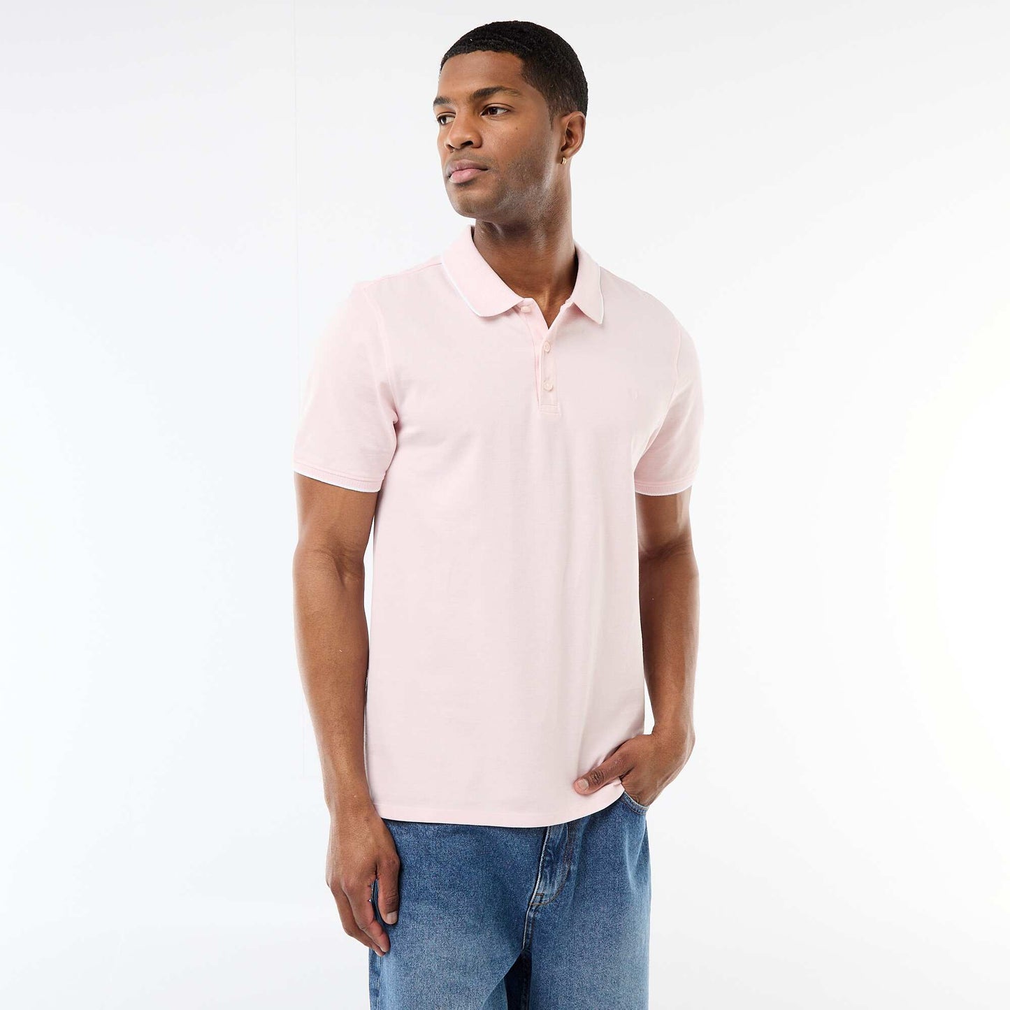 Polo Shirt with Chest Embroidery PINK