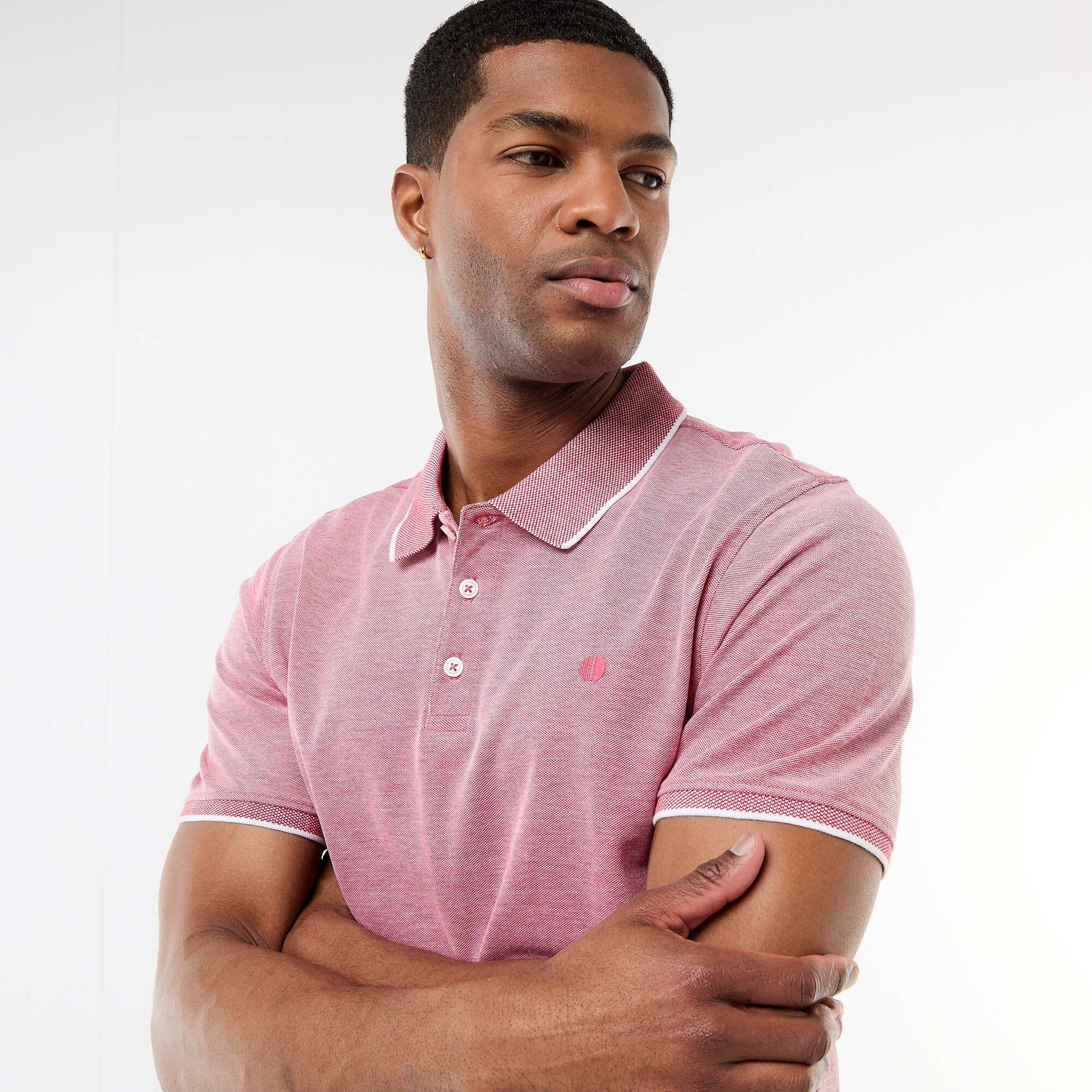 Polo Shirt with Chest Embroidery RED