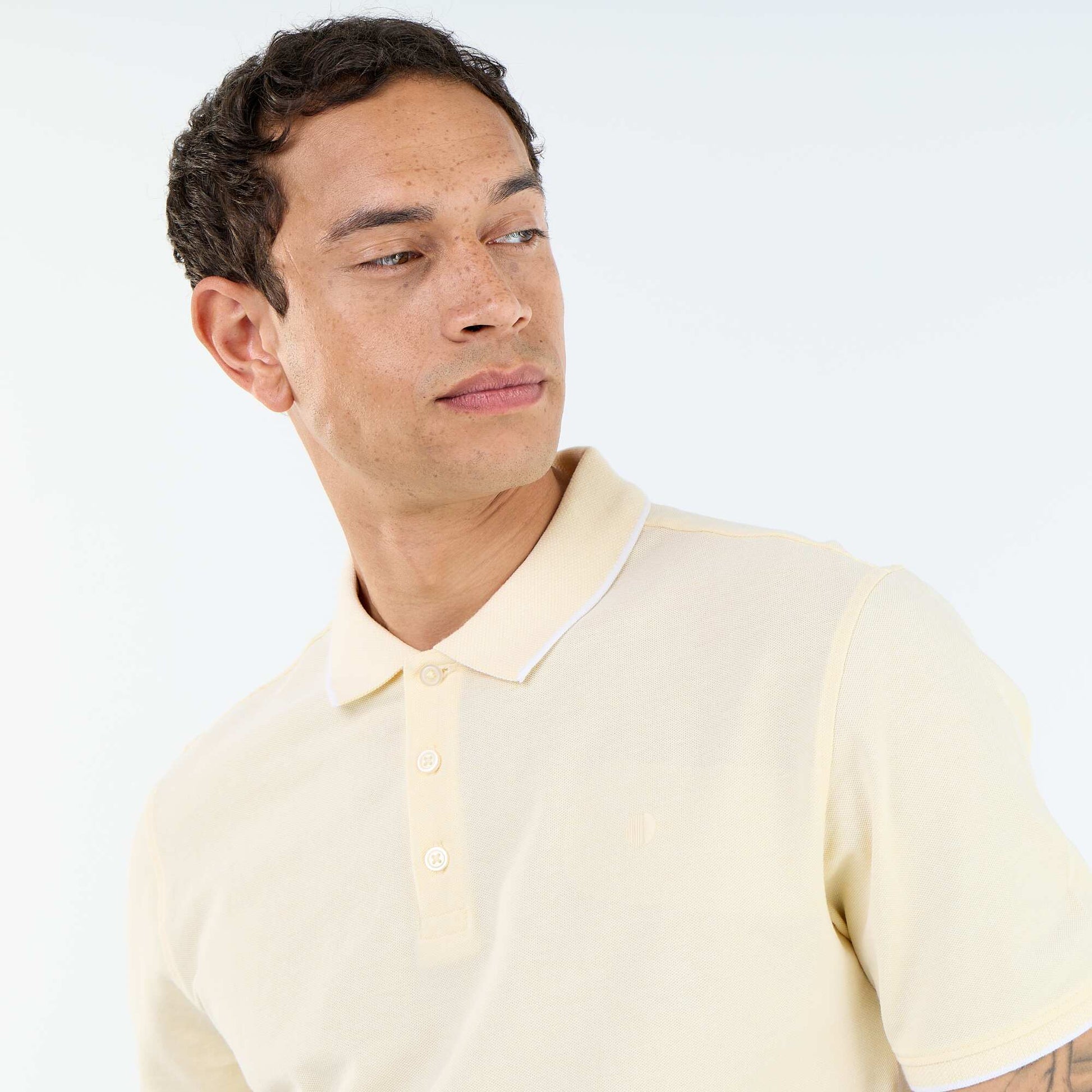 Polo Shirt with Chest Embroidery YELLOW