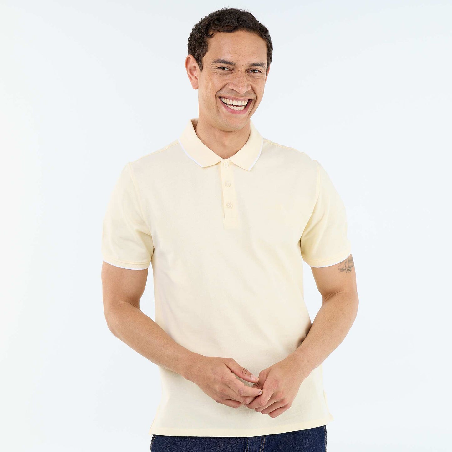 Polo Shirt with Chest Embroidery YELLOW