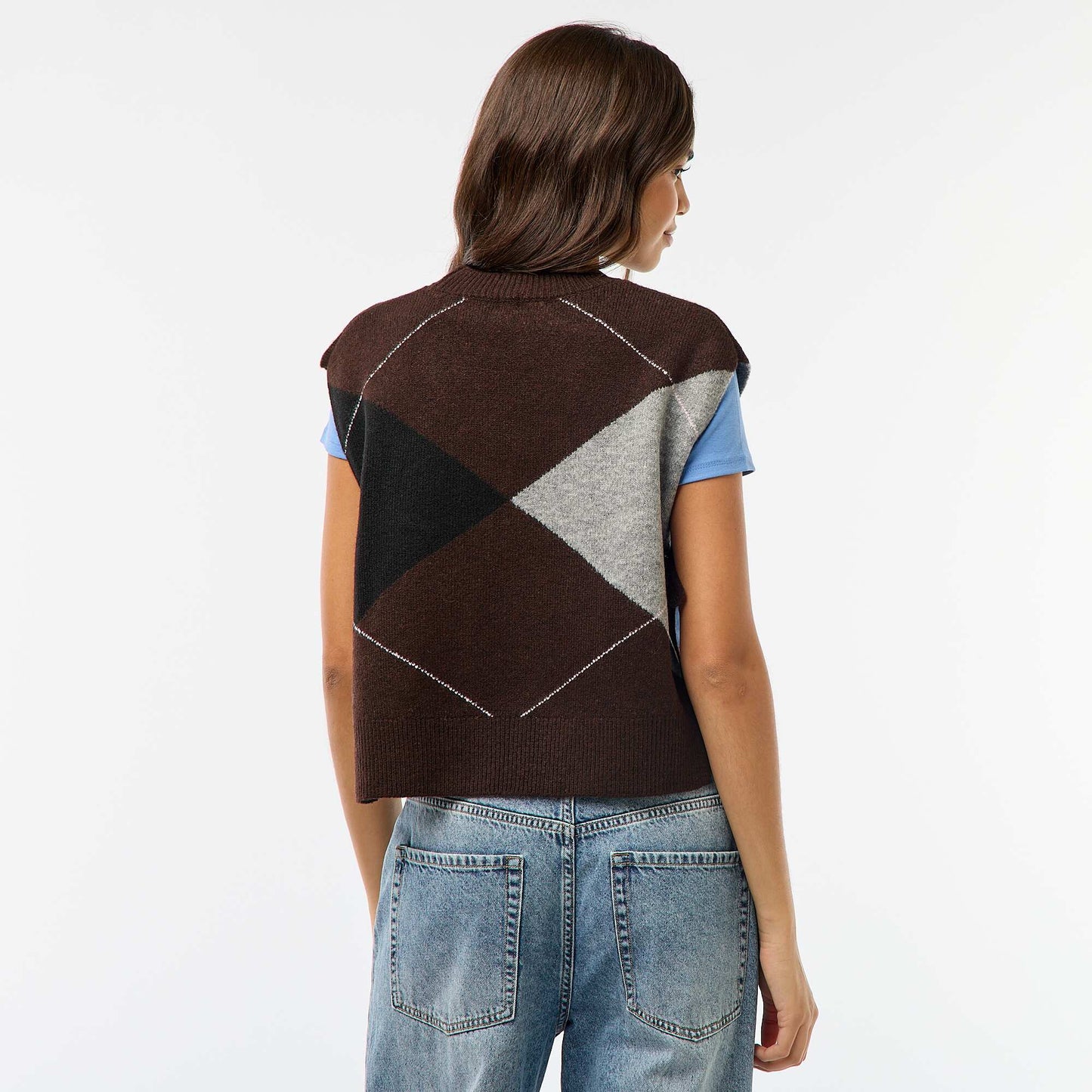 Sleeveless Sweater with Side Tie Details BROWN